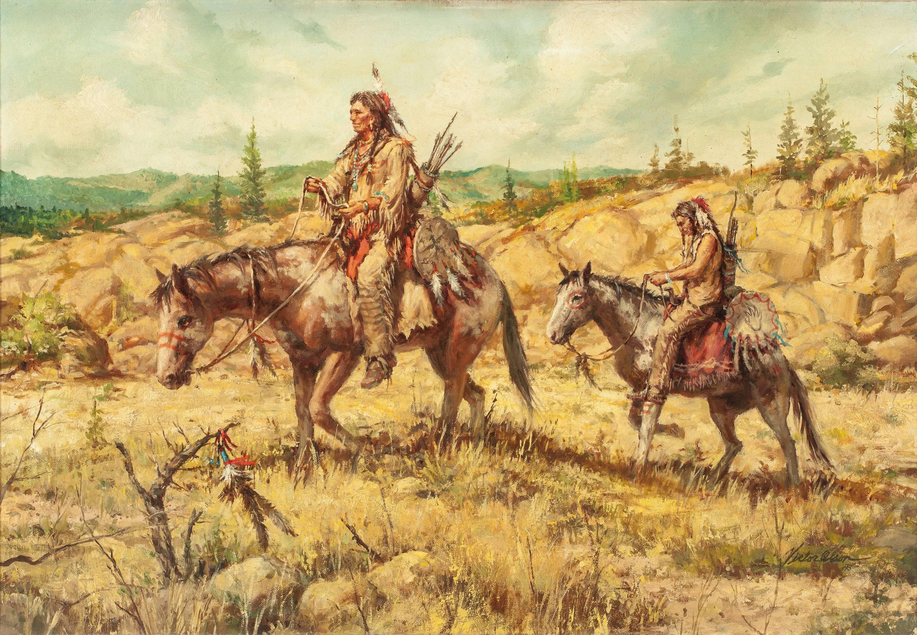 Victor Olson Figurative Painting - Western Scene