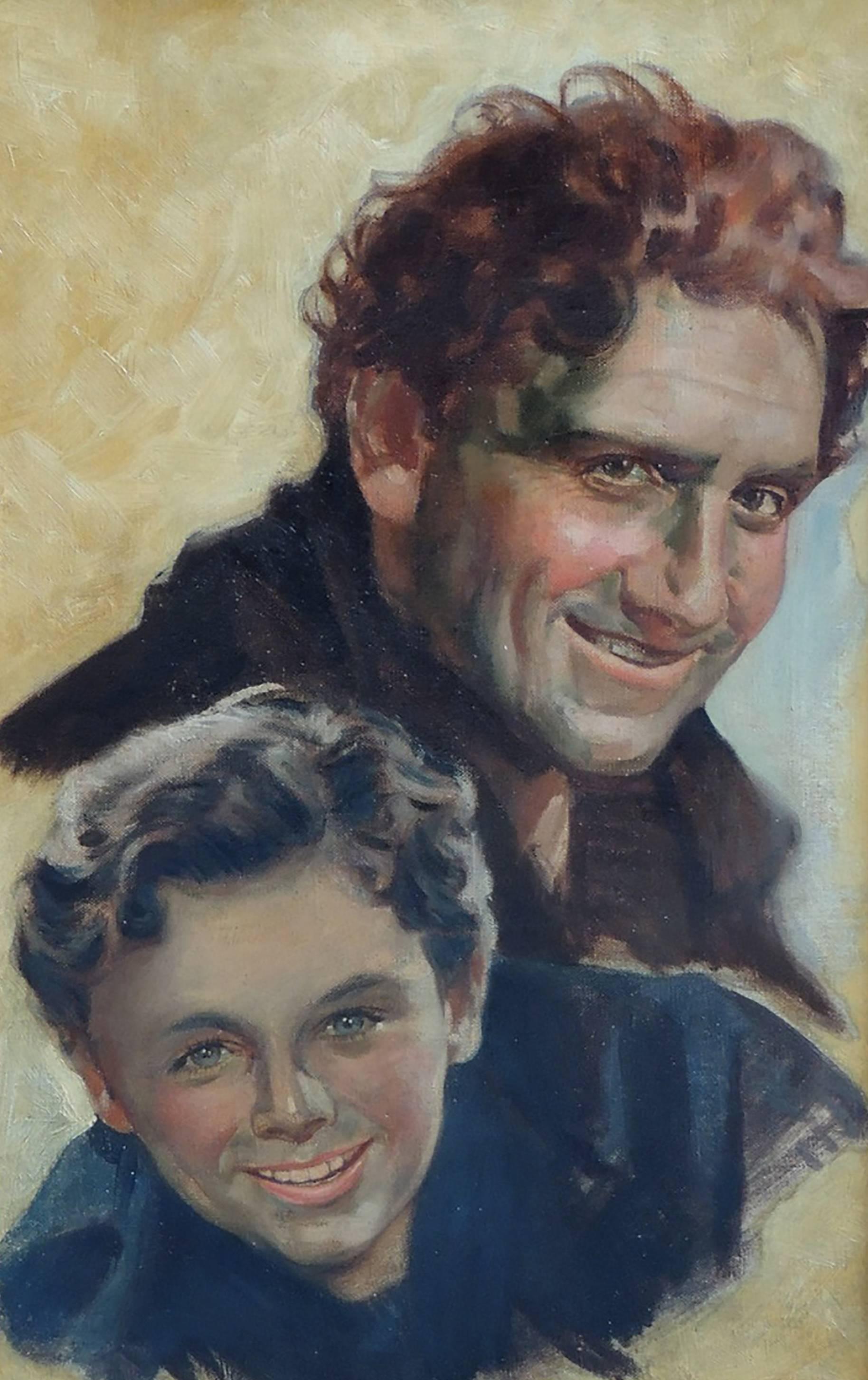 Unknown Figurative Painting - Spencer Tracy & Freddy Batholomew, Movie Poster