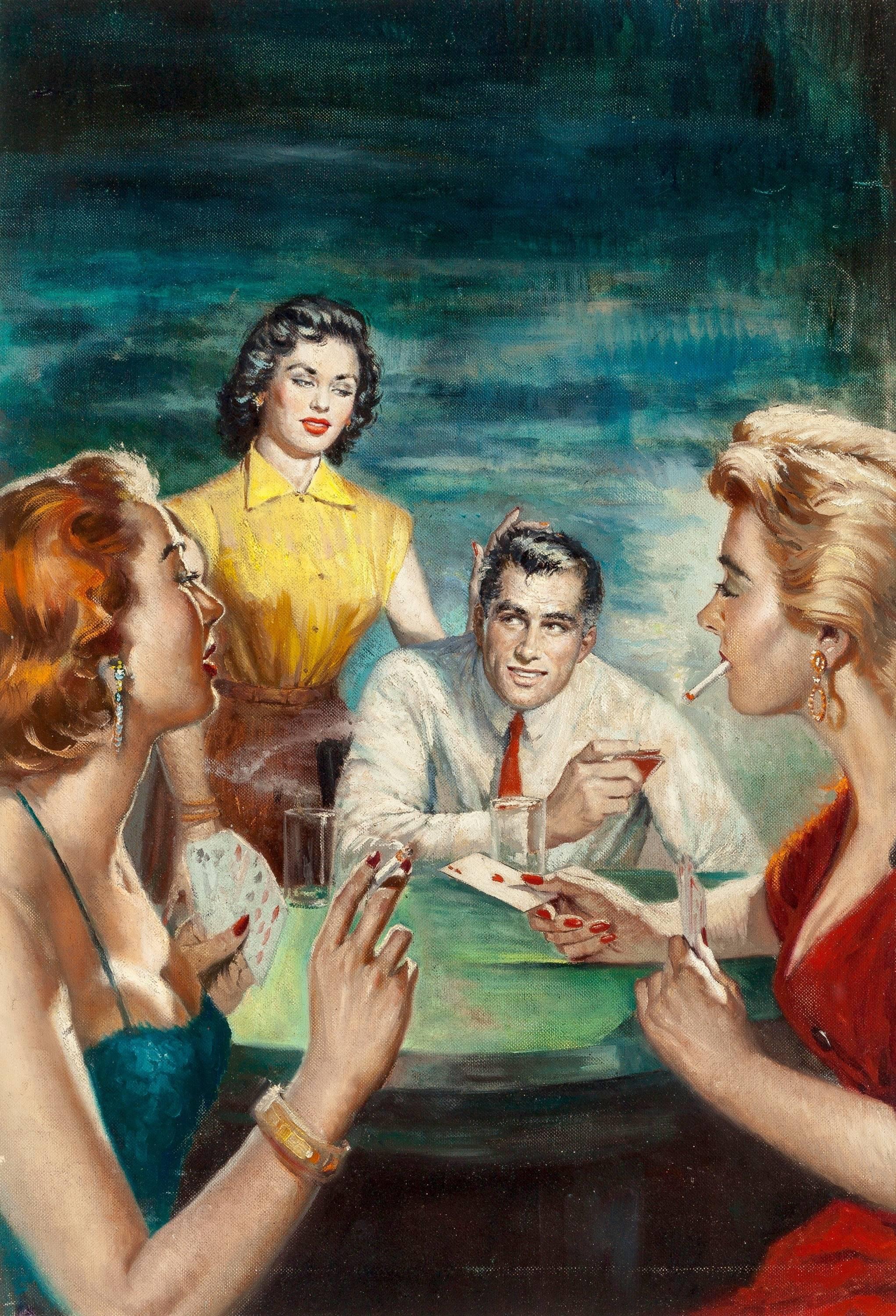Unknown Figurative Painting – House of Deceit, Taschentuch-Cover