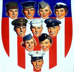 Vintage Heads of Members of a Variety of Branches of the U.S. Military