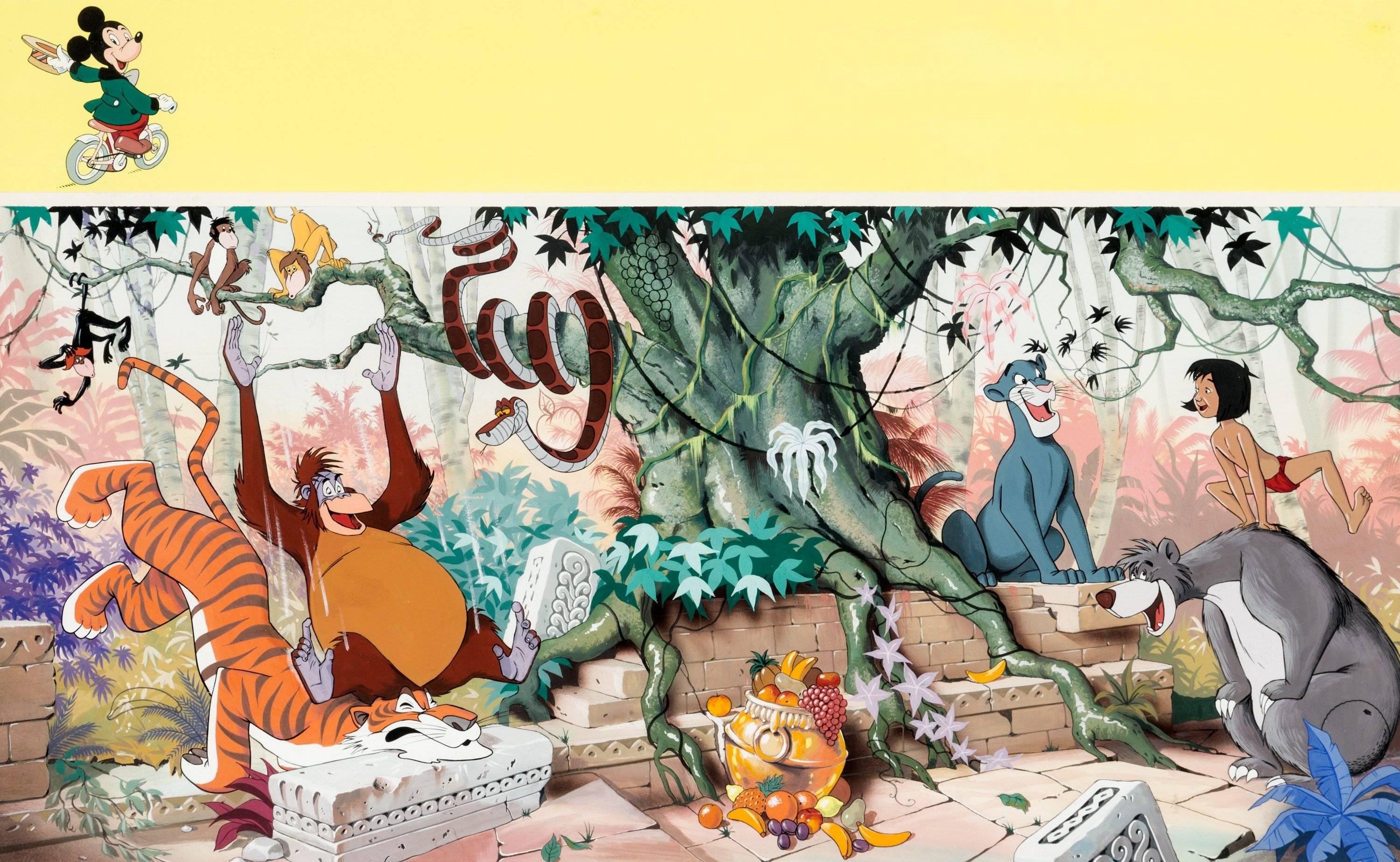 Disneyland Magazine #9 Wrap-Around Cover Painting "Jungle Book"  - Mixed Media Art by Unknown