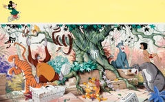 Peinture de couverture enveloppante «Jungle Book » du magazine Disneyland n° 9 représentant un livre 