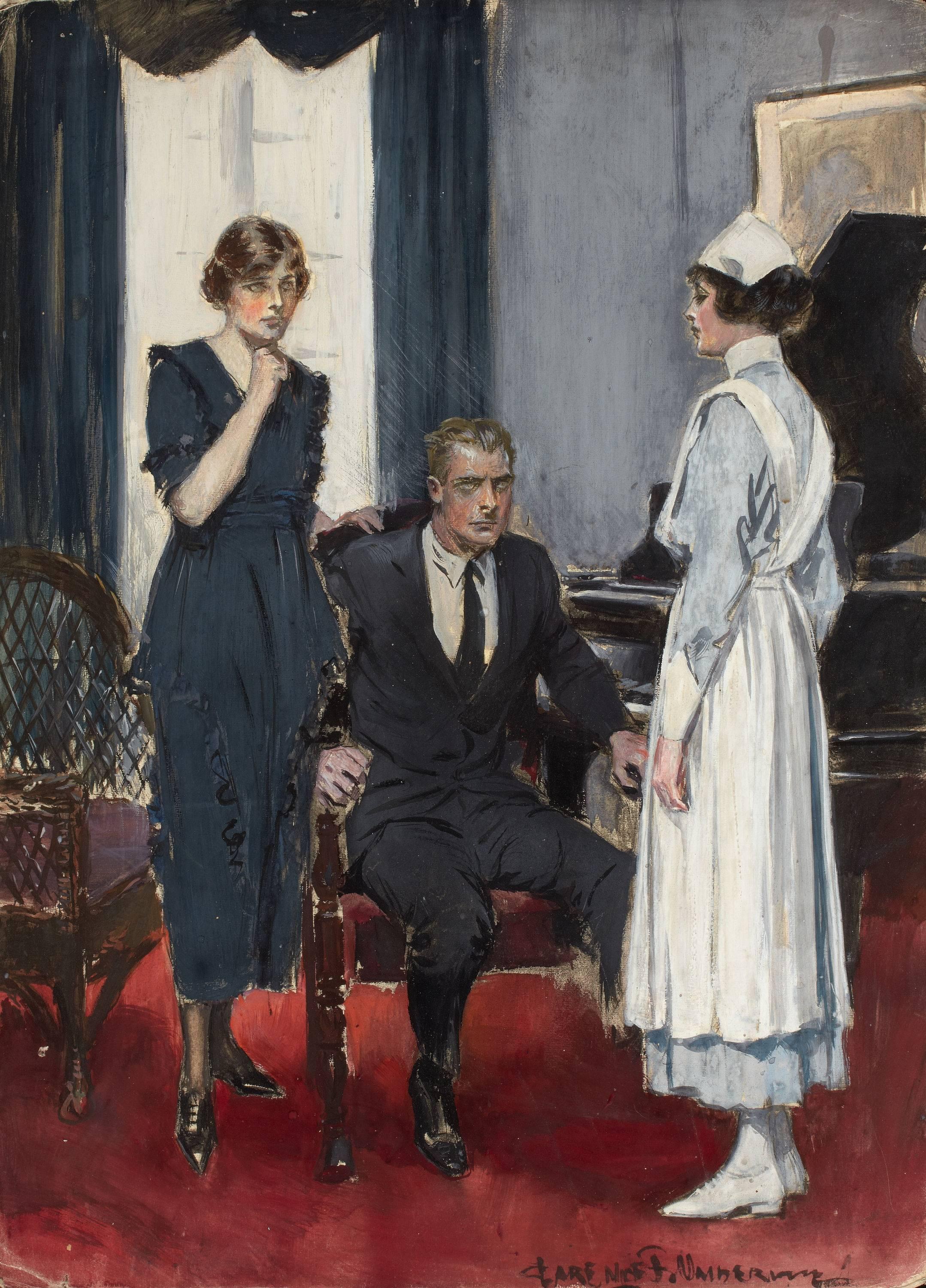 Figurative Painting de Clarence Underwood - Ilustración del Saturday Evening Post