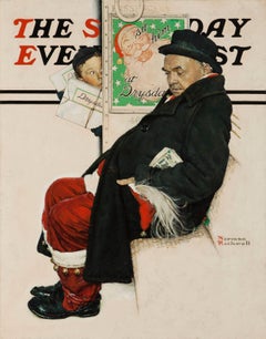 Santa on Train, Saturday Evening Post Cover