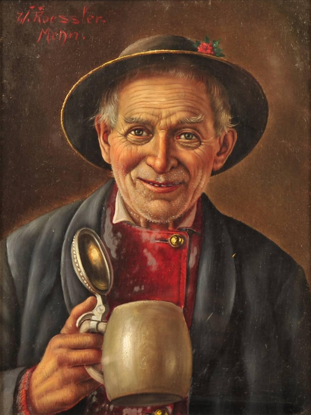Walter Roessler Portrait Painting - Man with Beer Stein