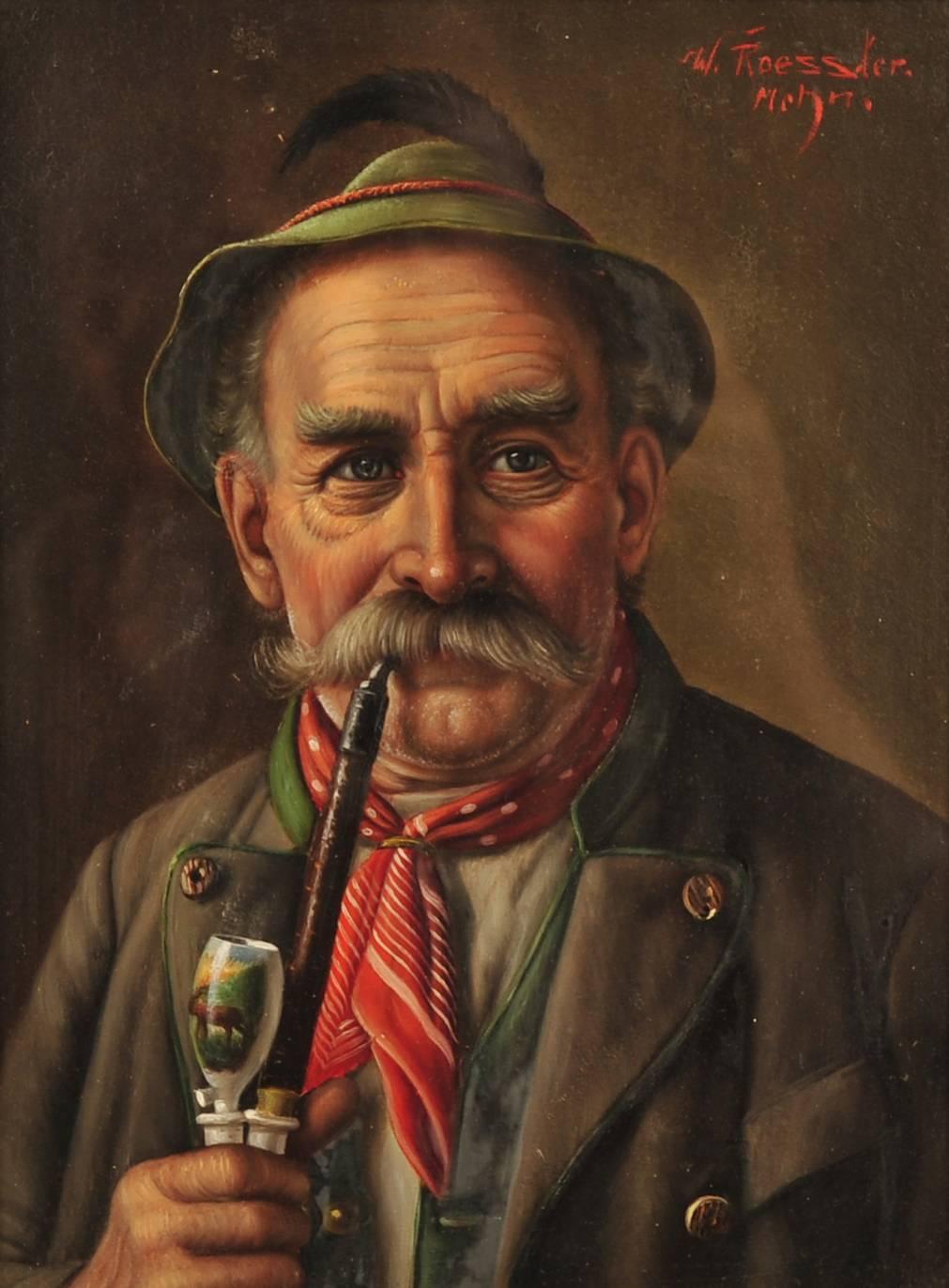 Walter Roessler Portrait Painting - Man with Pipe