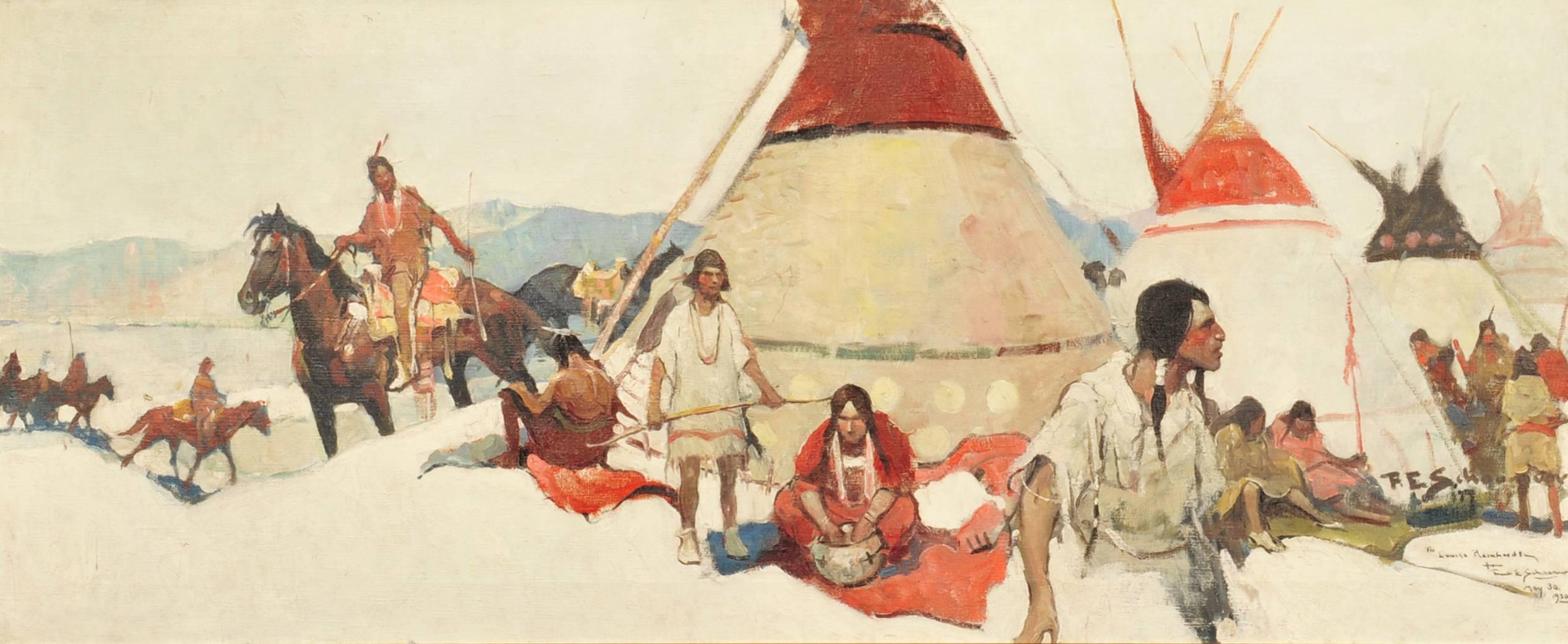 Frank Schoonover Figurative Painting - "We Went Into Camp"