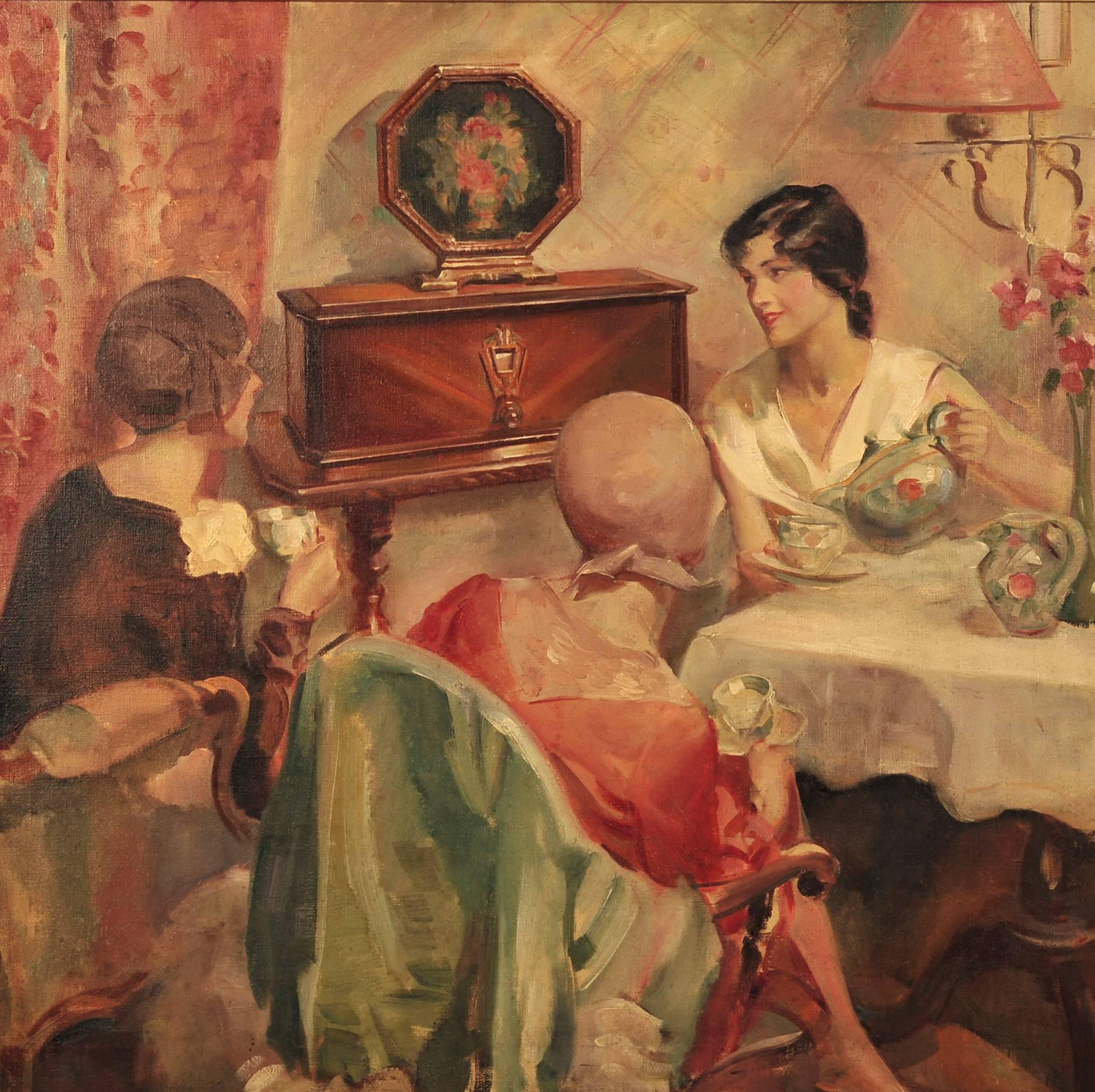 Walter Wallace Seaton Figurative Painting - Lady Lunch