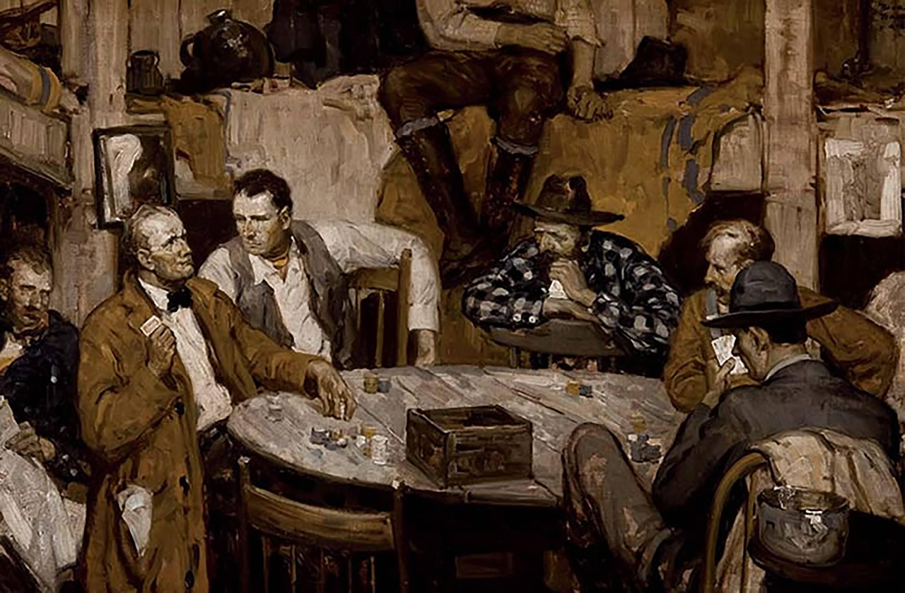 Figurative Painting di Donald Teague - Illustrazione della storia "Can't Keep a Good Man Down" per SEP, 1928