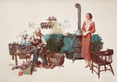 Woman Standing in Cobbler's Shop
