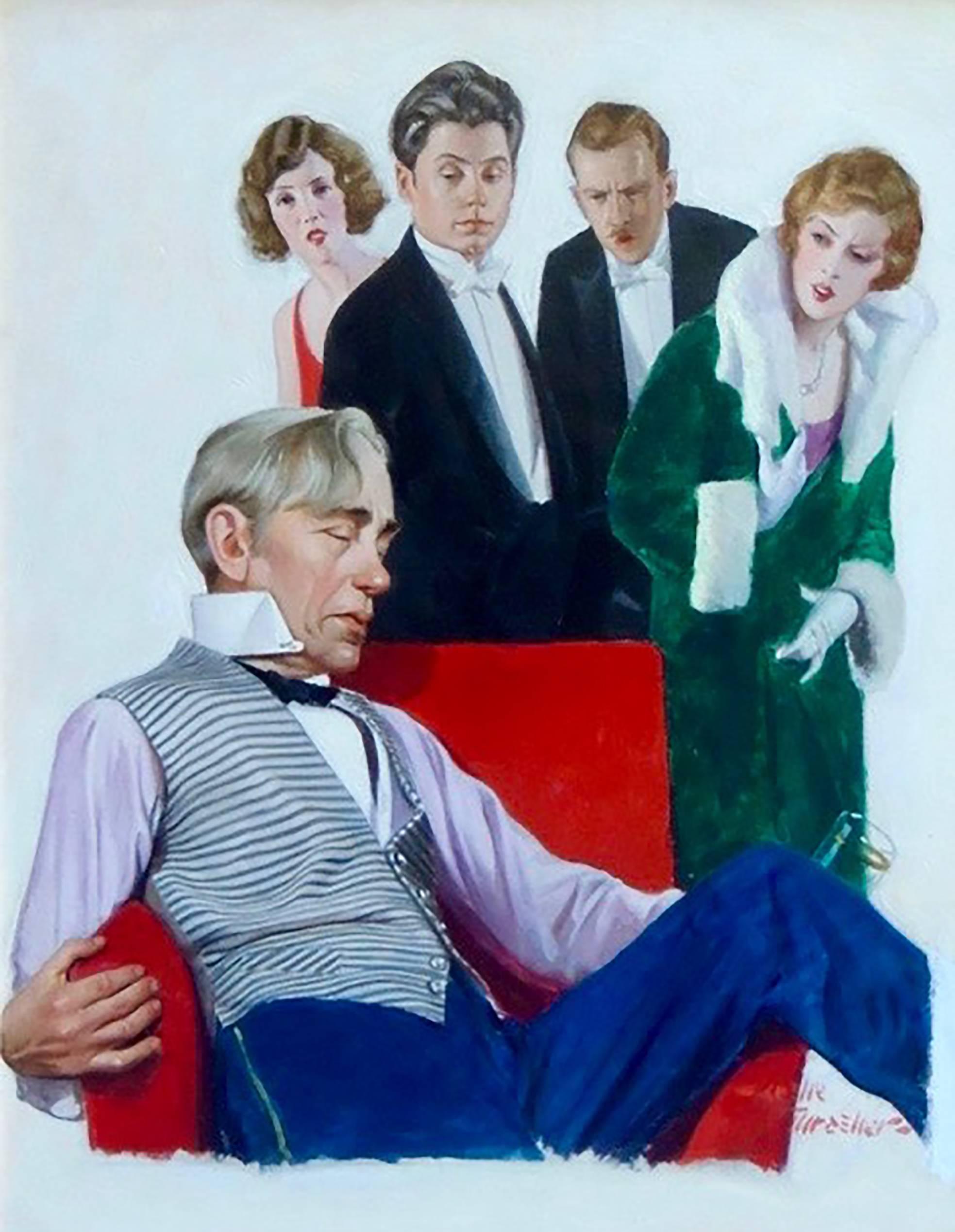 Figurative Painting de Leslie Thrasher - Noche de ópera, portada de la revista Liberty