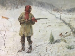 Antique African American Man Hunting in the Snow