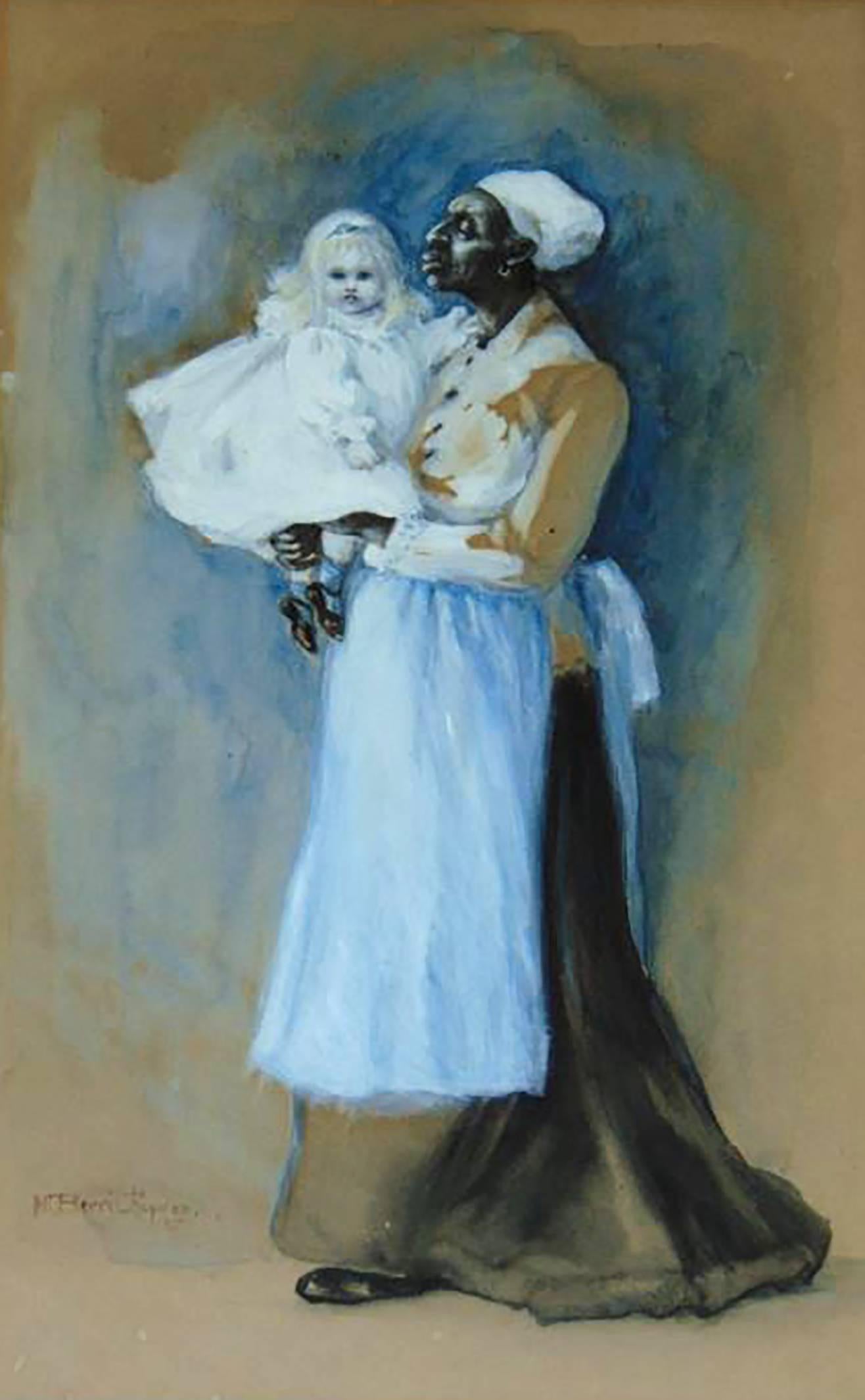 Mary Chapman Figurative Art - Young Girl Held by Nanny