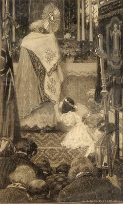 Girl Praying During a Church Ceremony (Fille priant pendant une cérémonie d'église)