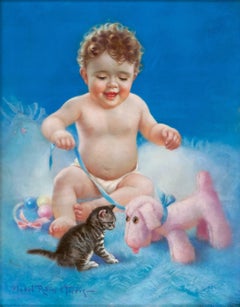 Vintage Baby with Kitten