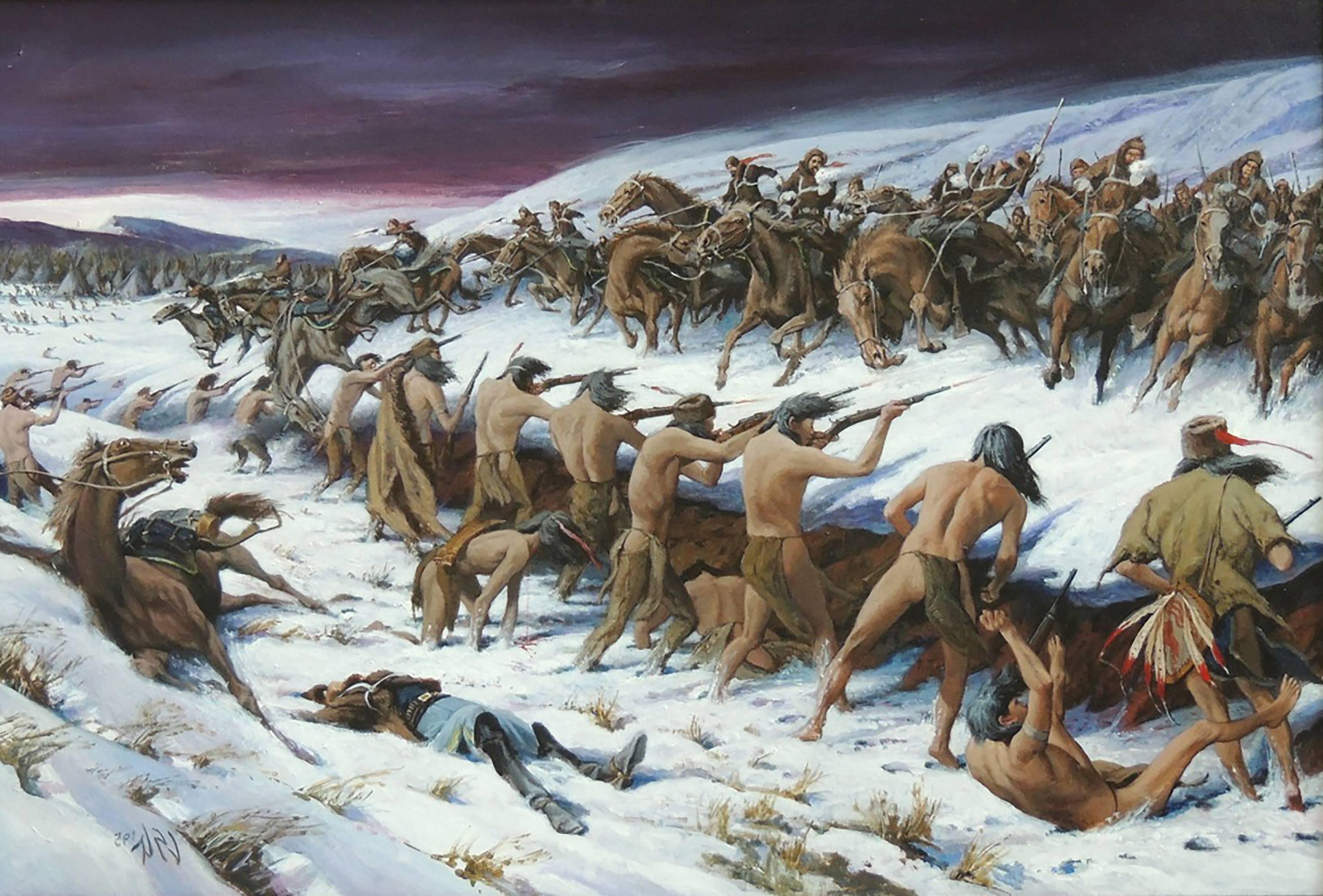 Louis S. Glanzman Figurative Painting - "A Cold Day in Hell" Book Cover