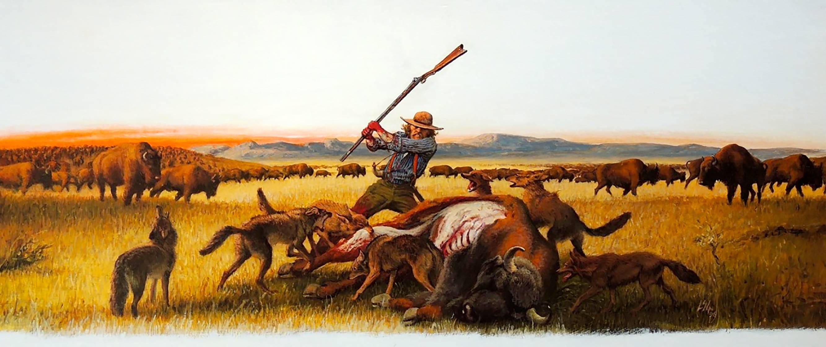 Figurative Painting di Louis S. Glanzman - "Buffalo Palace"