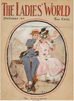 Antique The Honeymoon, The Ladies World Magazine Cover, October 1908