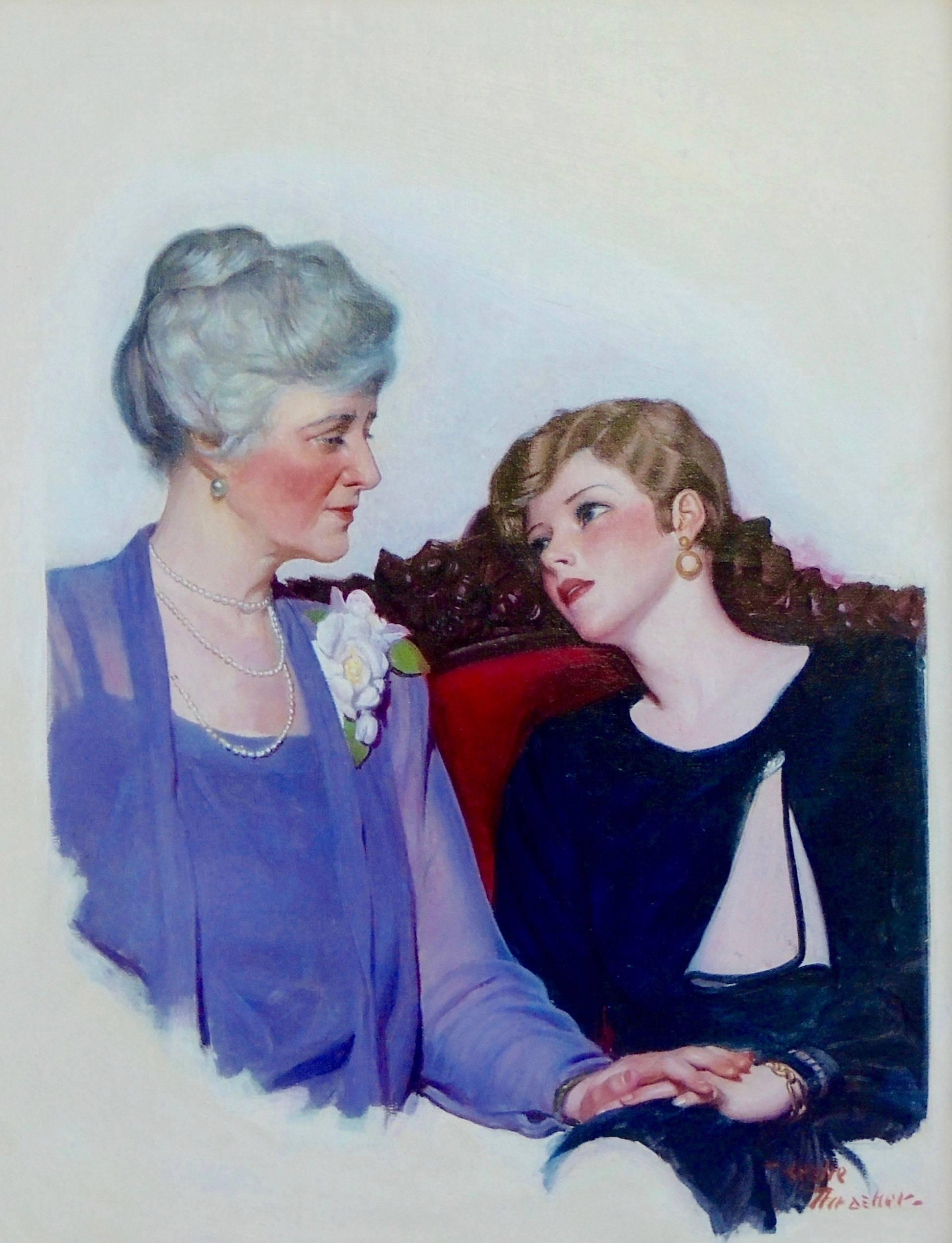 Leslie Thrasher Figurative Painting - Mother Knows Best, Liberty Magazine Cover