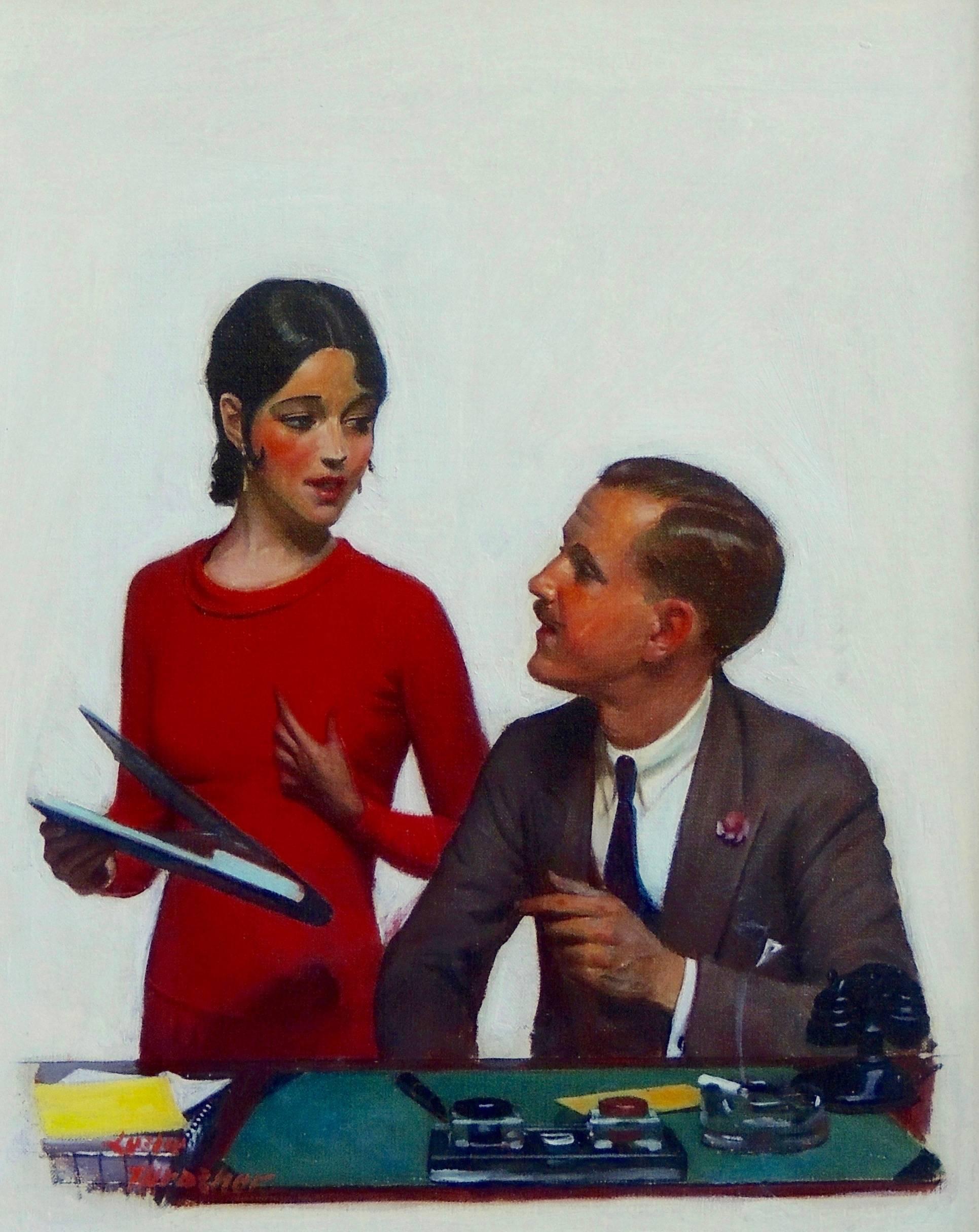 Leslie Thrasher Figurative Painting - "I'd Love To, " Liberty Magazine Cover, 1929
