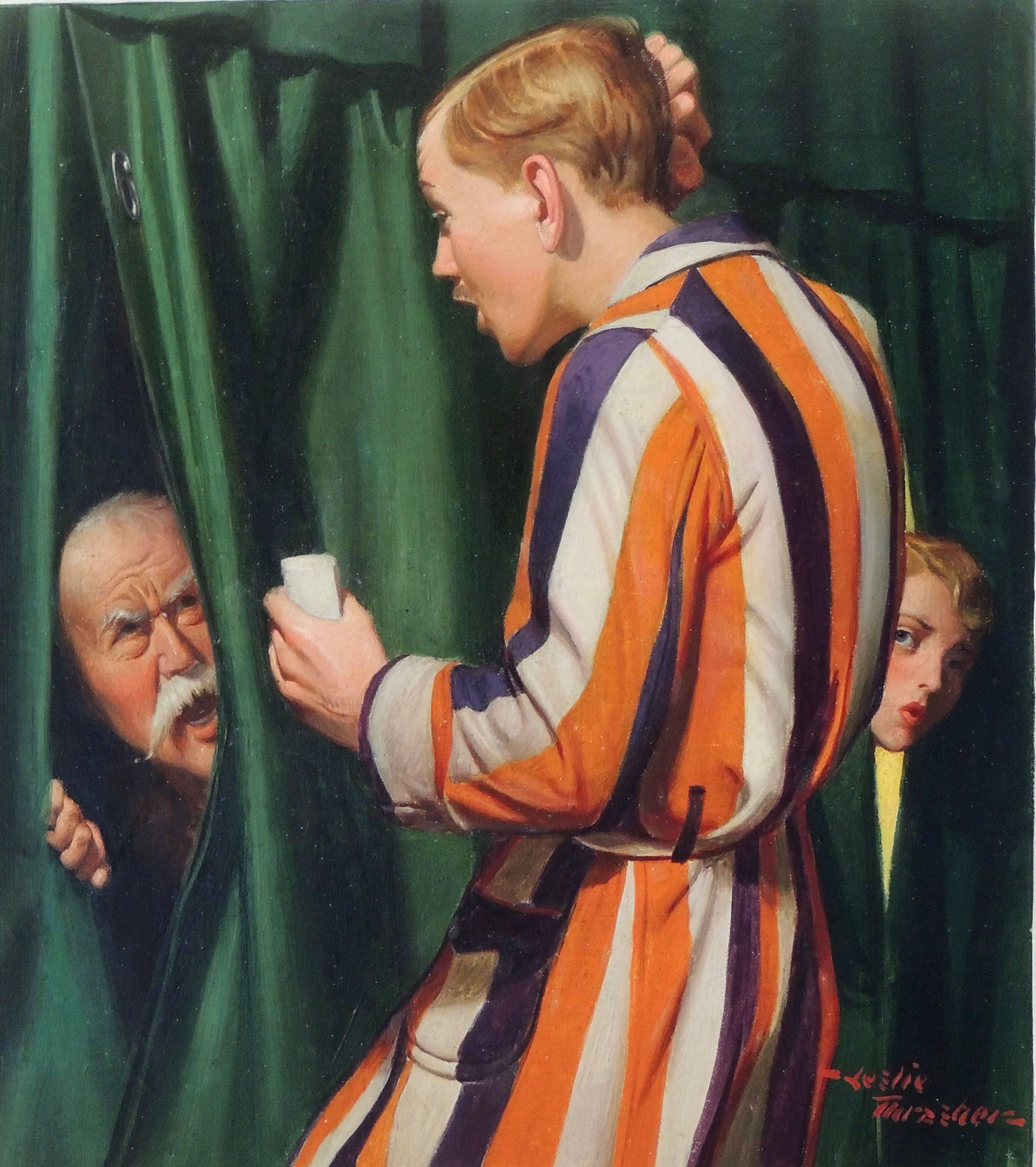 Figurative Painting de Leslie Thrasher - Luna de miel en Greenville, portada de la revista Liberty, 1923