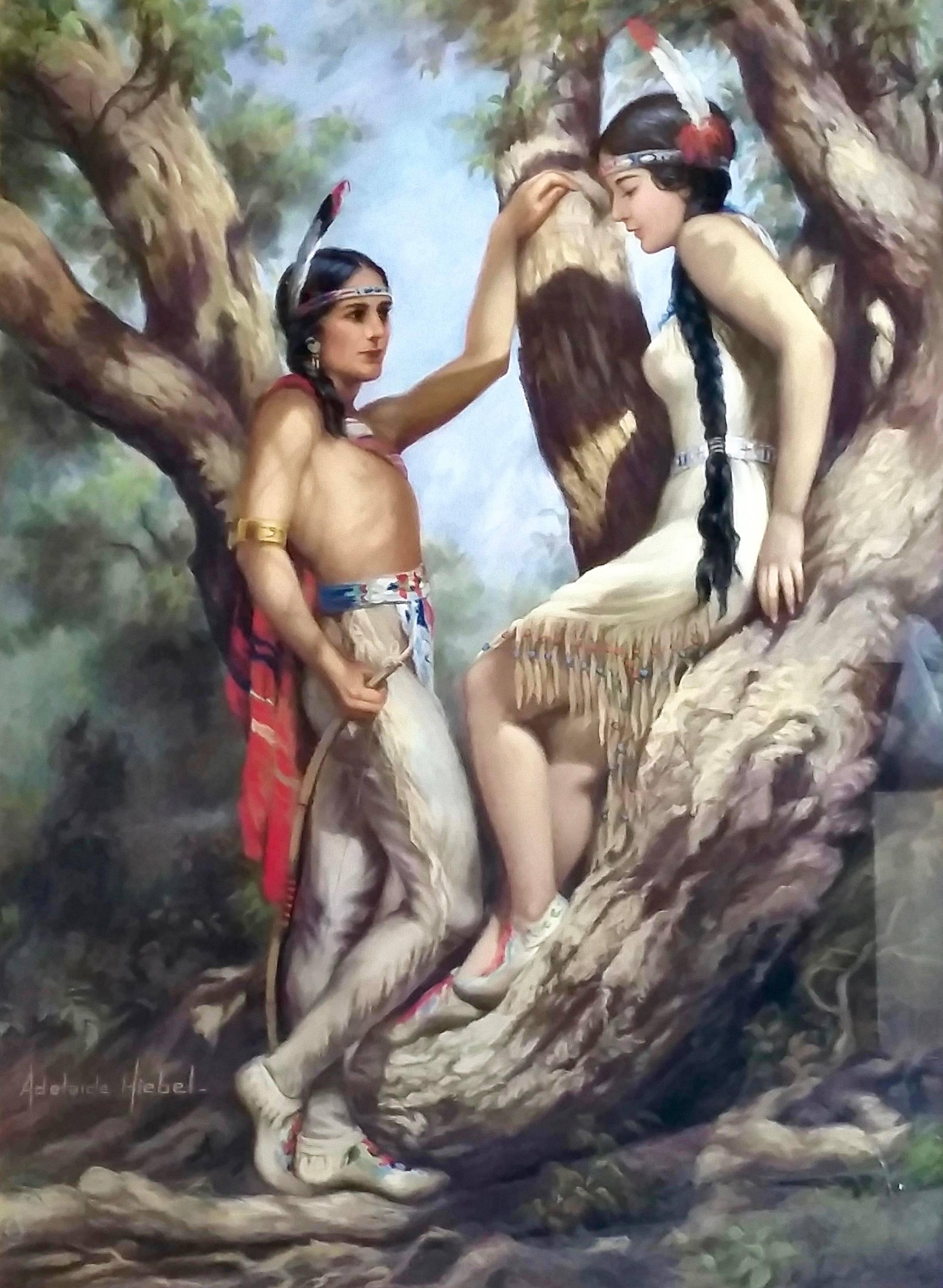 Adelaide Hiebel Figurative Painting - Indian Love Call