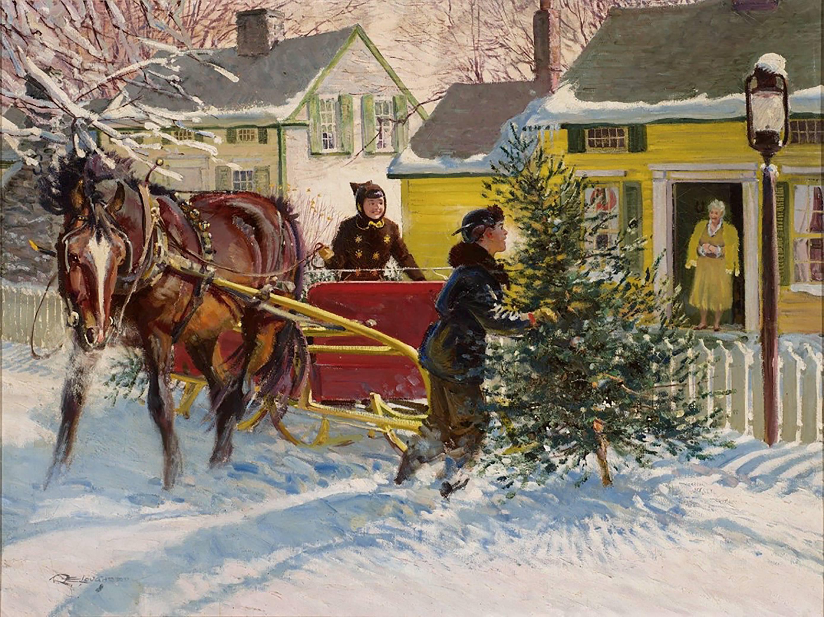 Figurative Painting di Robert Lougheed - Natale in Connecticut