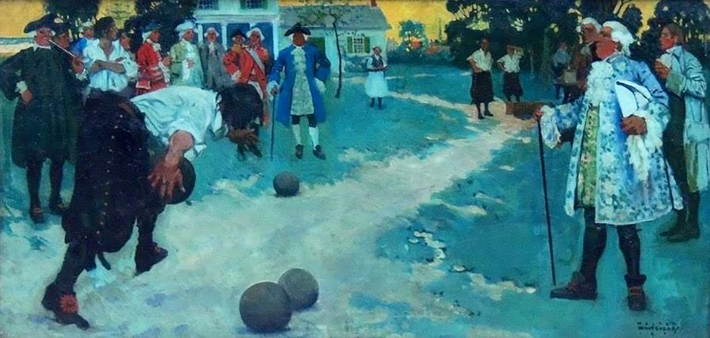Walter Whitehead Figurative Painting - Bowling Match, 1905