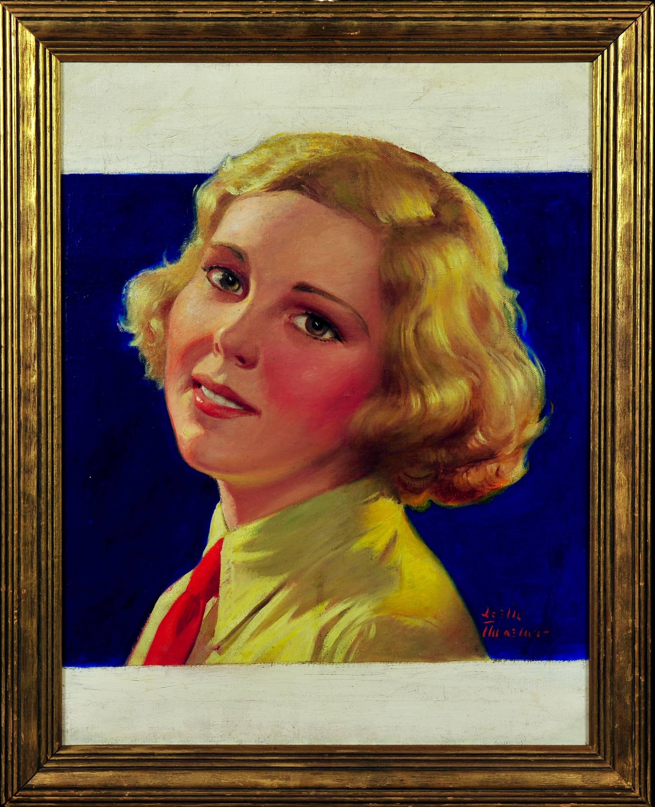 La couverture du magazine Liberty, 1 octobre 1932 - Painting de Leslie Thrasher