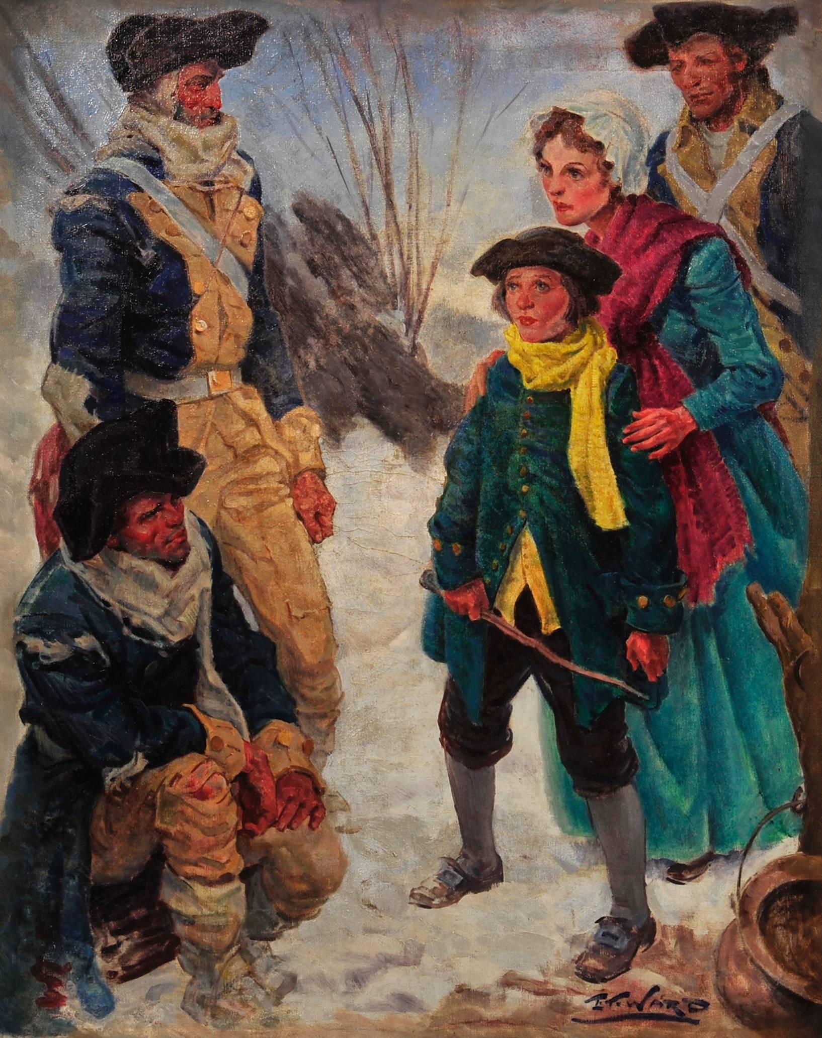 Colonial Soldiers at Valley Forge - Painting by Edmund Ward