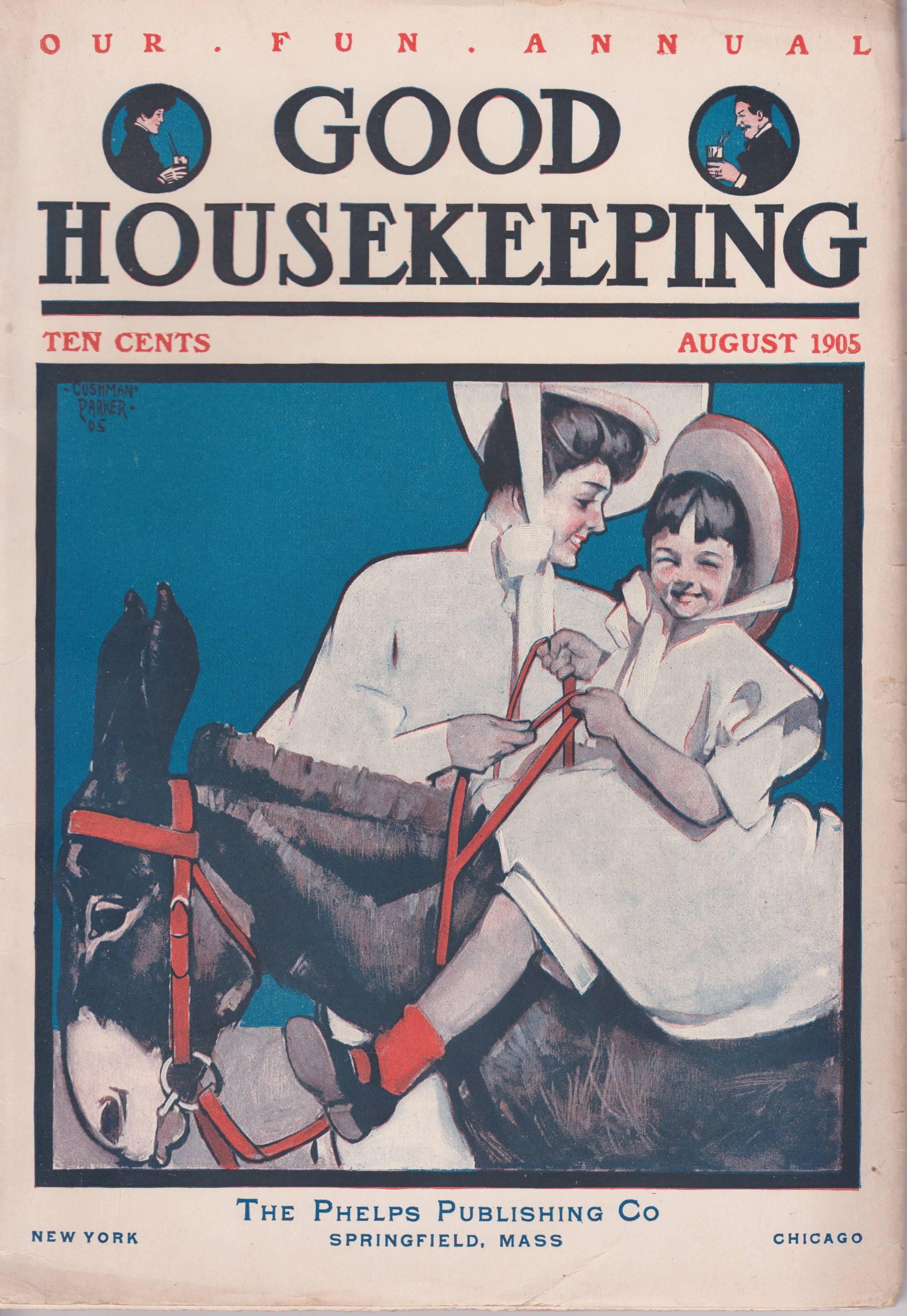 Una madre observa cómo su hija monta en burro

Técnica: Óleo sobre lienzo
Firma: Firmado arriba a la izquierda
Portada de la revista Good Housekeeping, agosto de 1905