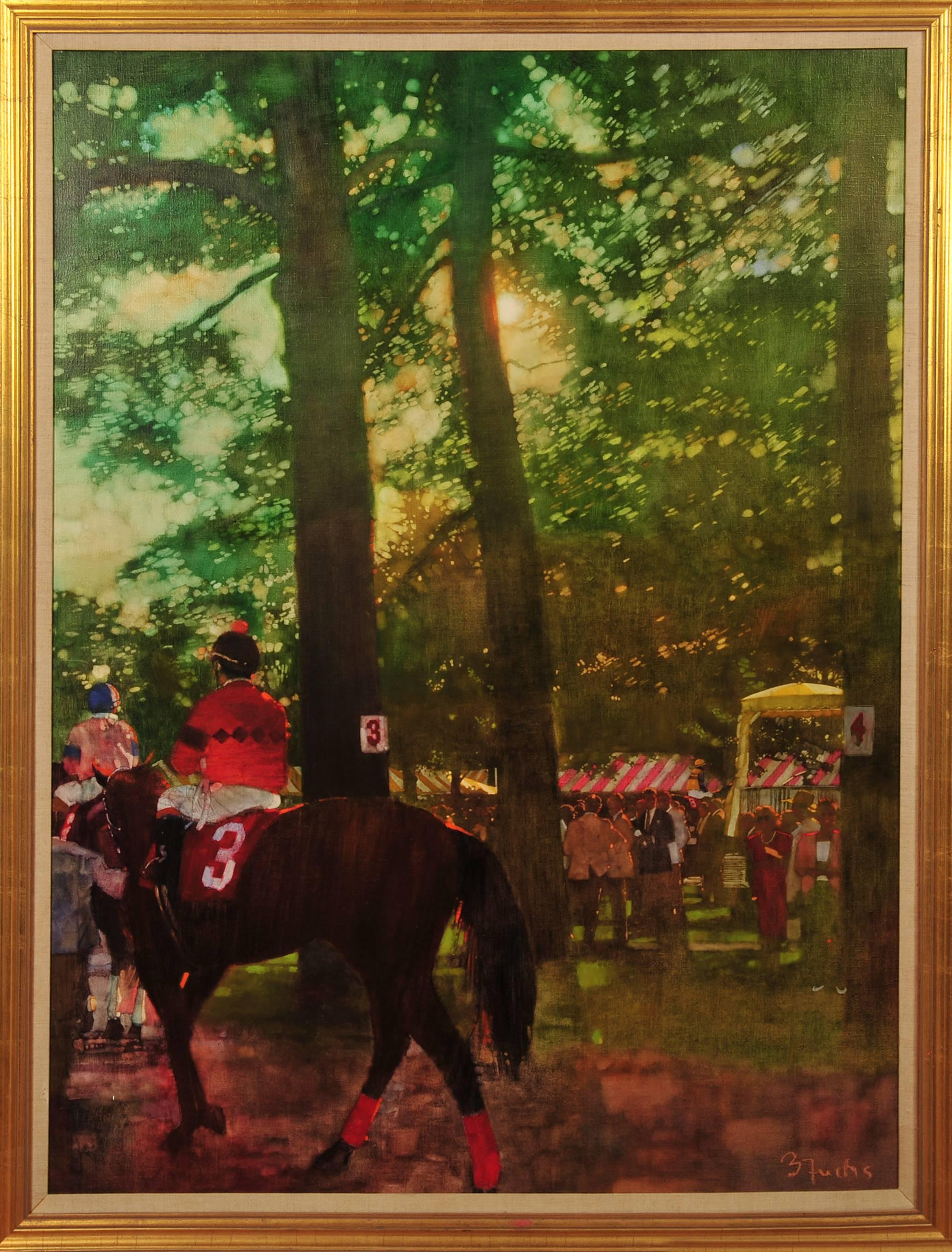 Saratoga Paddock - Painting by Bernie Fuchs