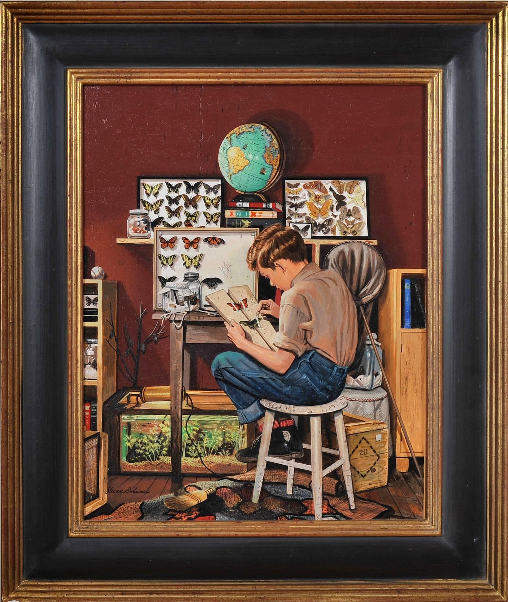 Il Collezionista, copertina del Saturday Evening Post - Painting di Stevan Dohanos