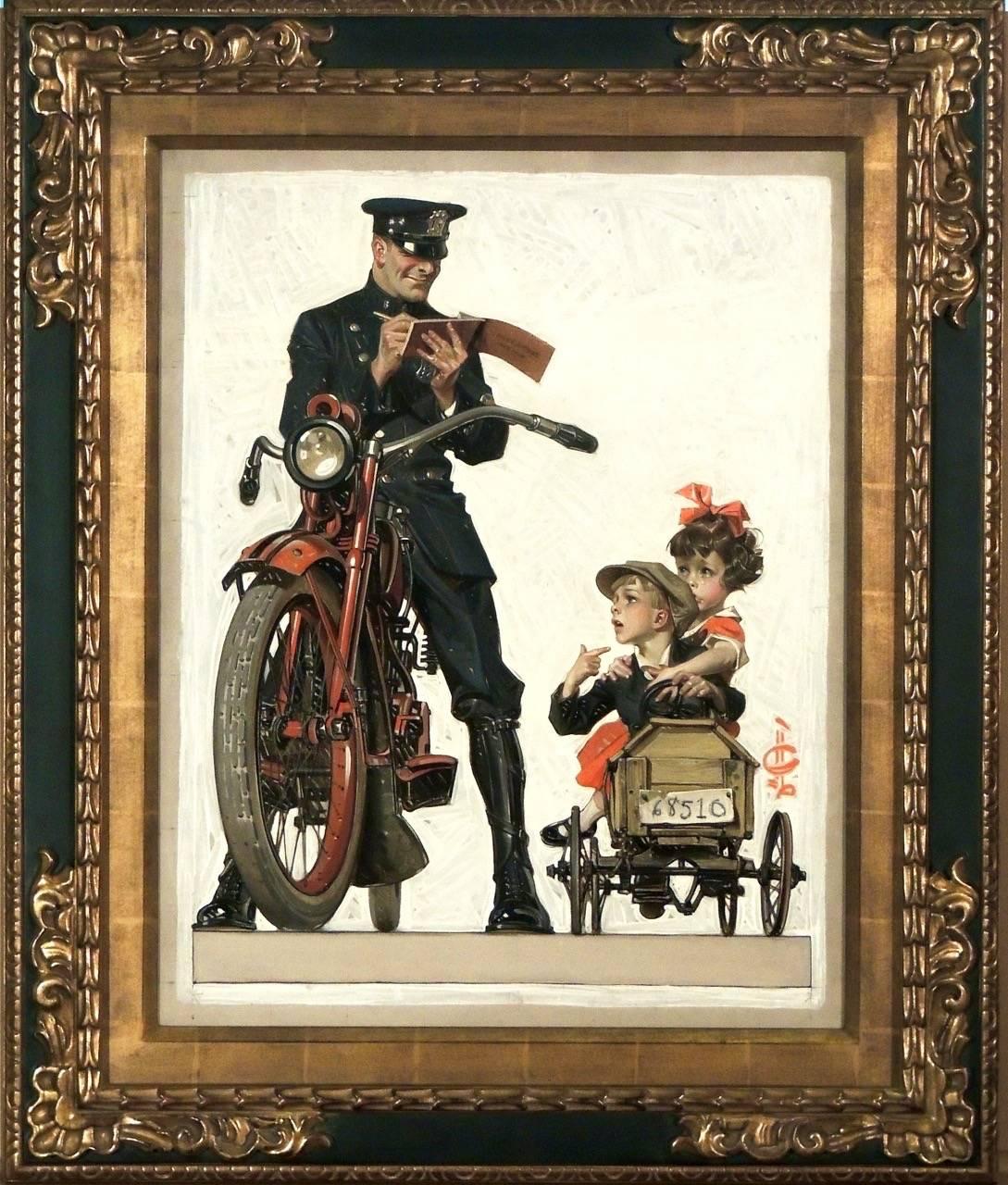 Traffic Stop, Saturday Evening Post Cover - Painting by Joseph Christian Leyendecker