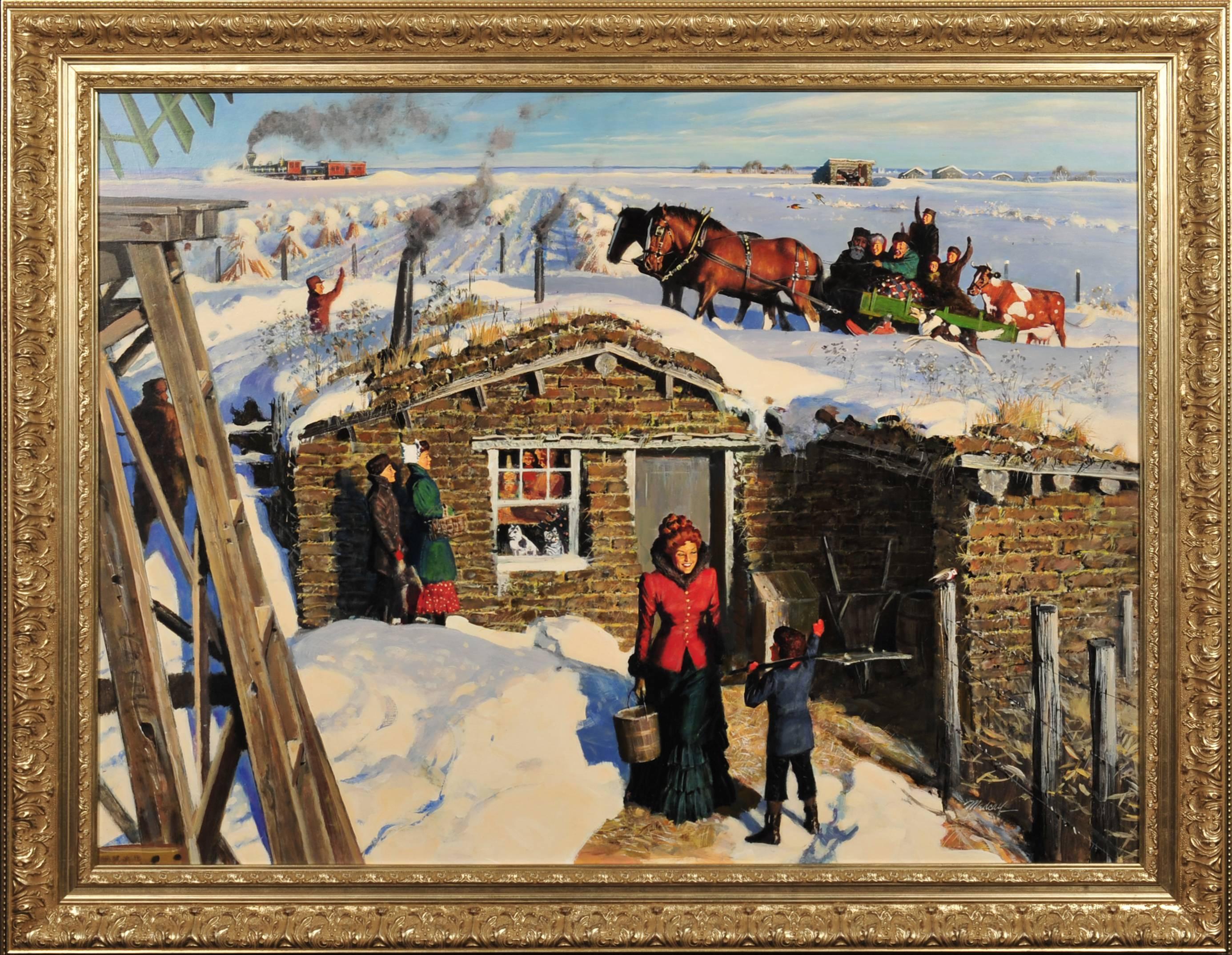 Christmas Morning on the Prairie - Painting by William (Bill) Medcalf