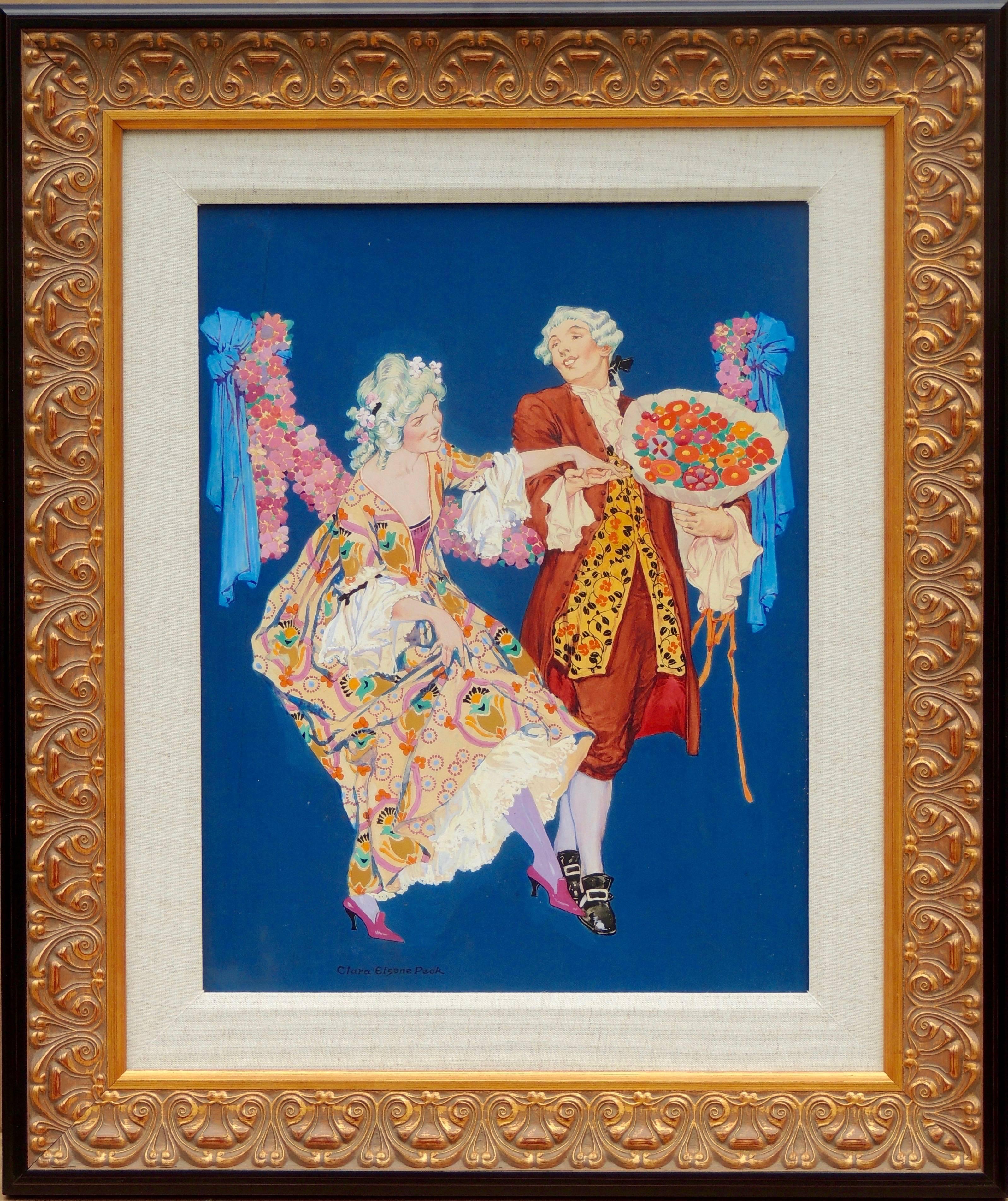 Pareja Bailando en el Baile, Portada de Revista de Teatro - Painting de Clara Peck