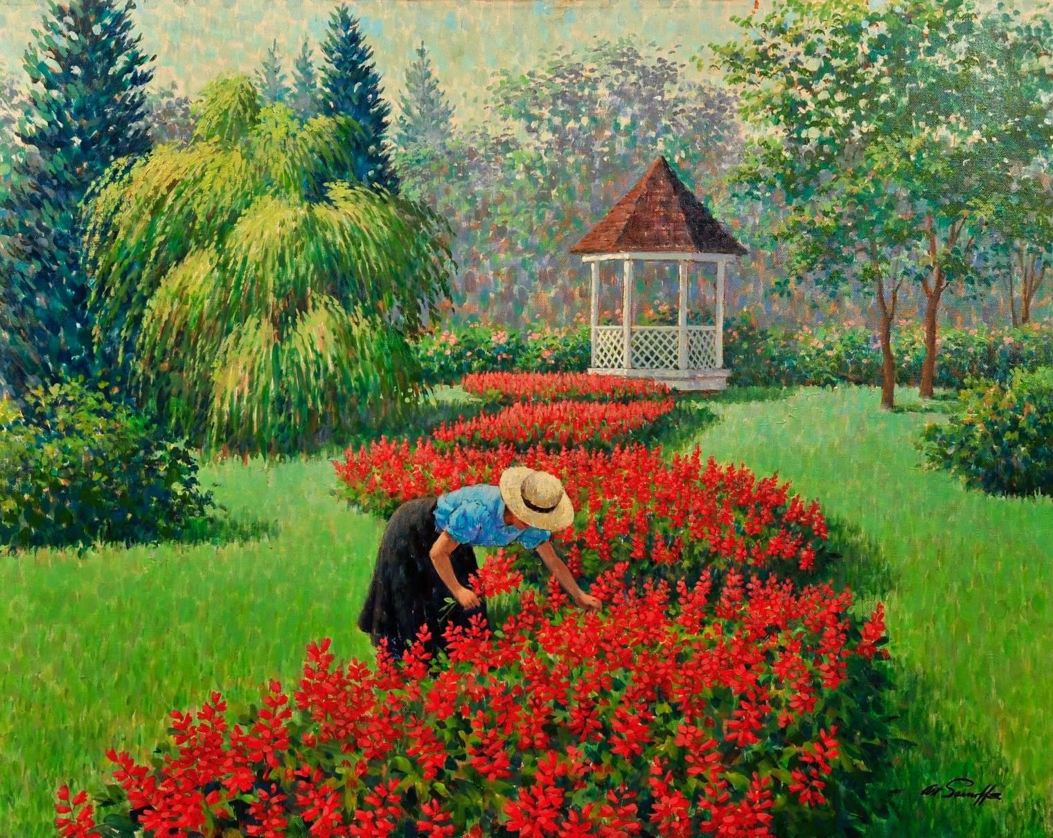 Arthur Sarnoff Landscape Painting - Woman in Garden