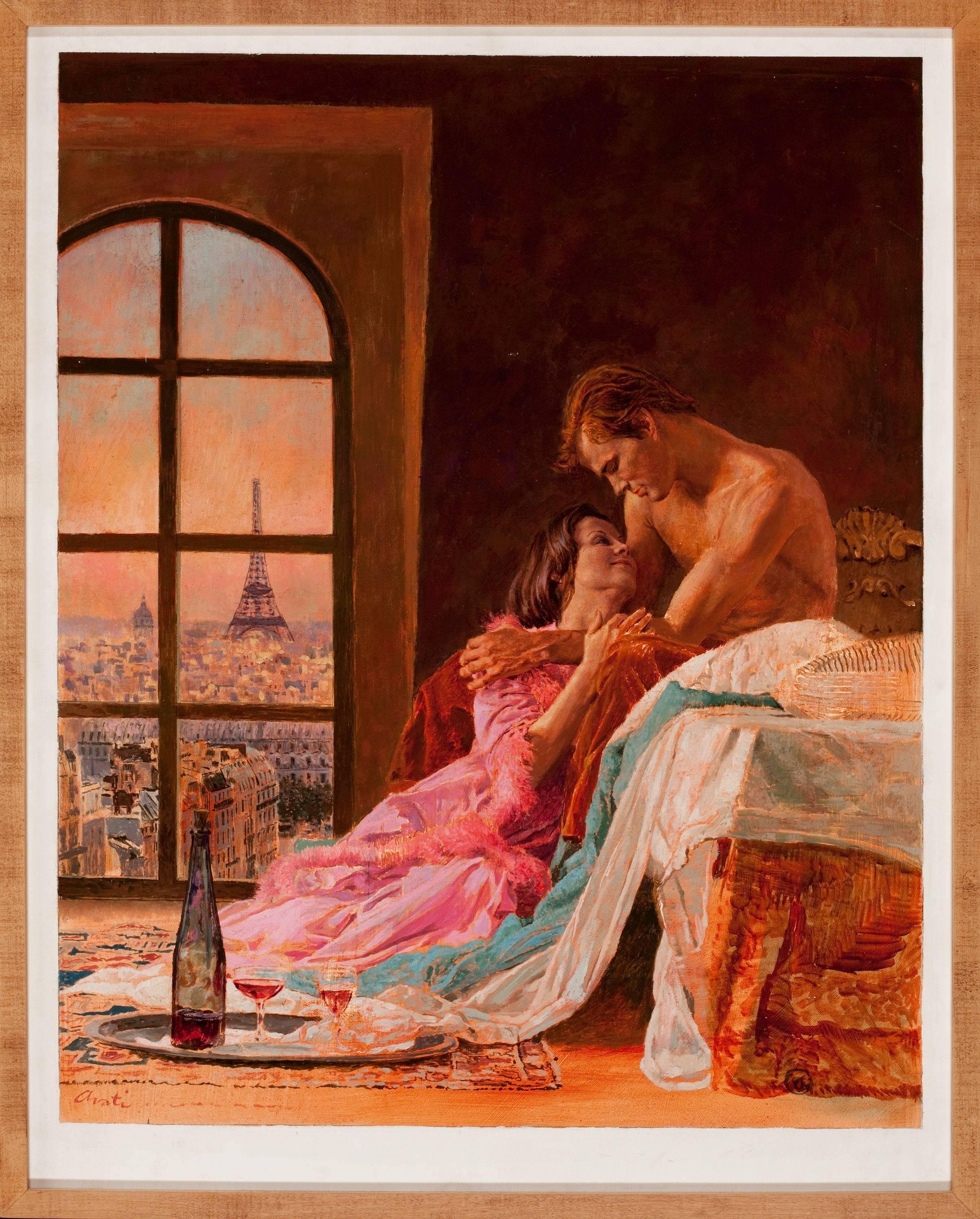 Loving Embrace, liebevolle Umarmung – Painting von James Avati