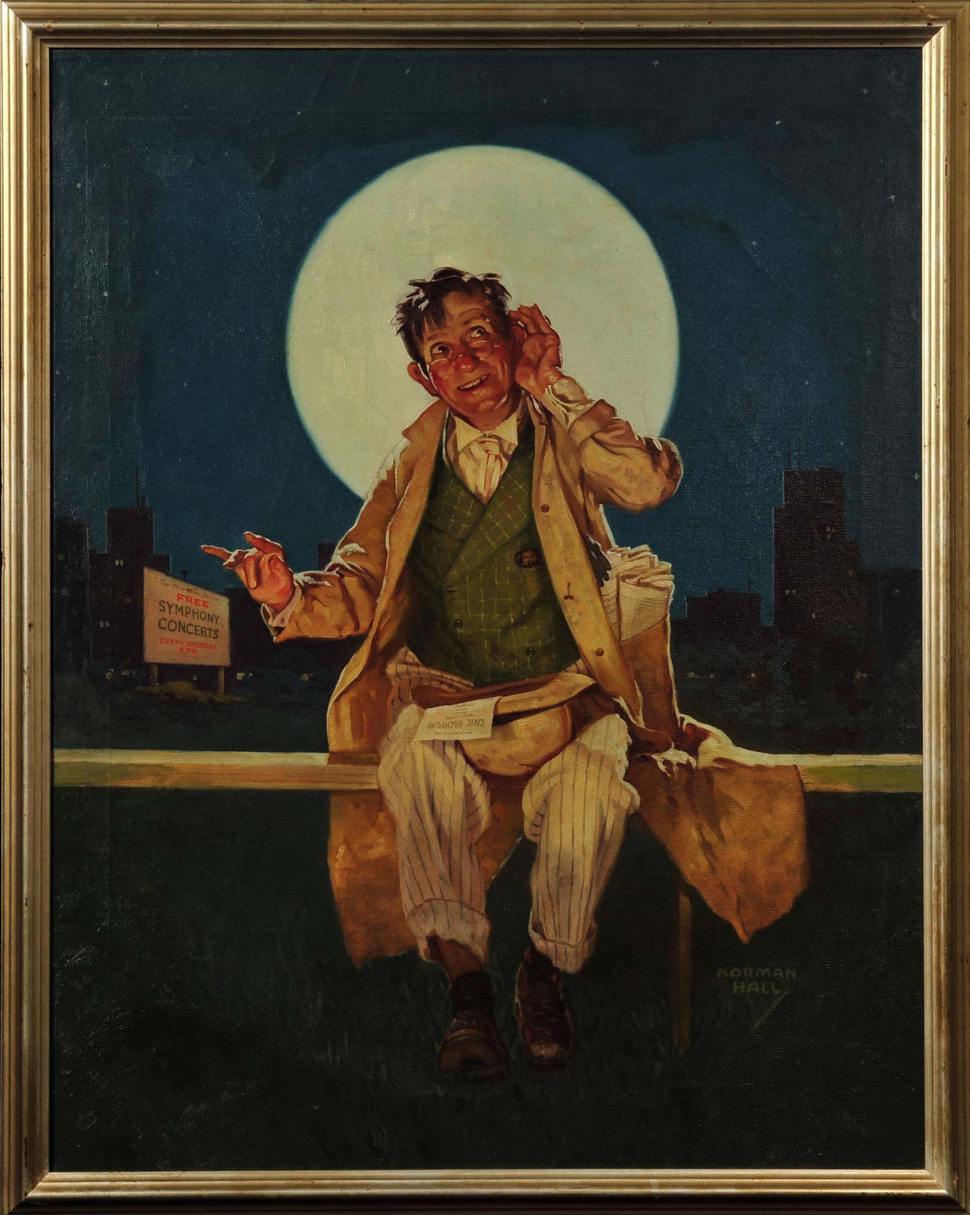 Listening in the Moonlight - Painting by Norman Hall