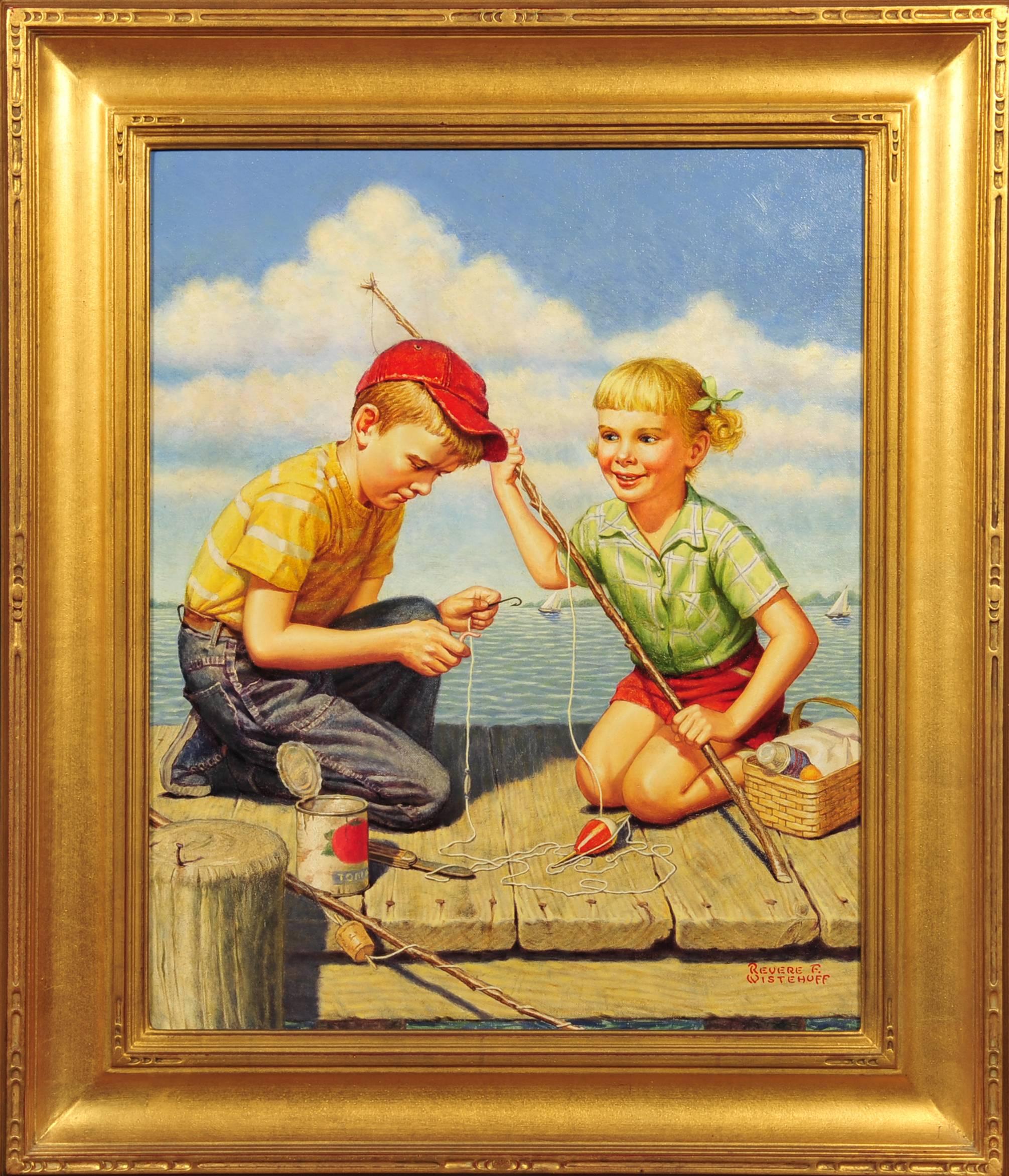 Baiting The Hook - Painting by Revere Wistehuff