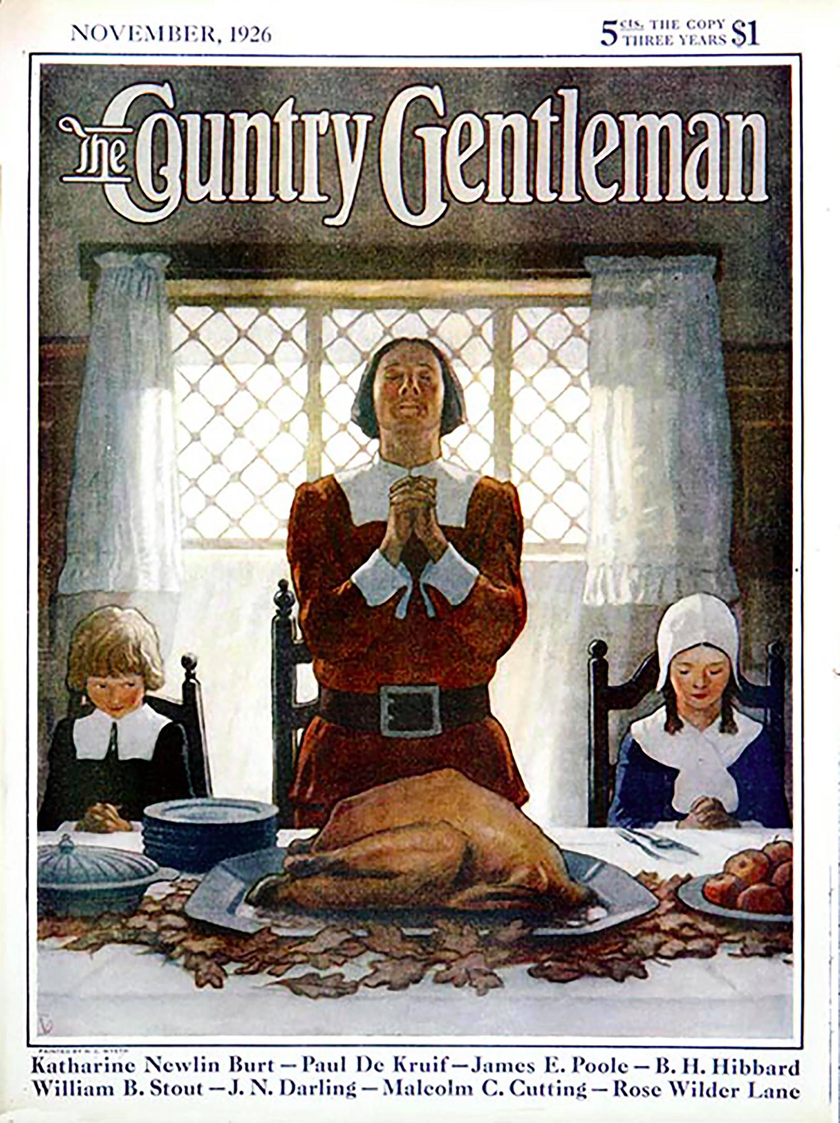 Country Gentleman (An frühes Thanksgiving) (Grau), Portrait Painting, von Newell Convers Wyeth