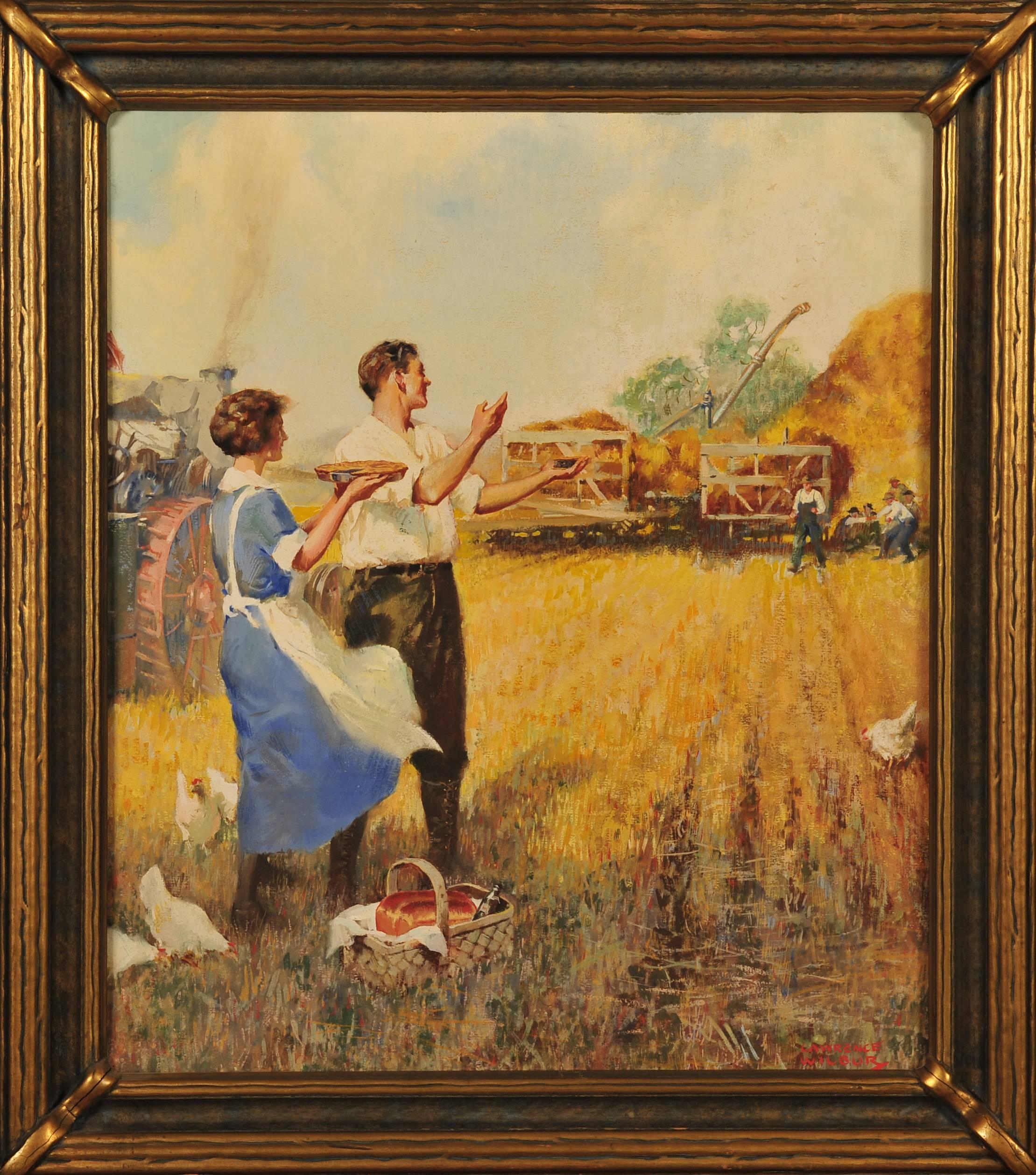 Calling Farmhands for Pie - Painting by Lawrence Wilbur