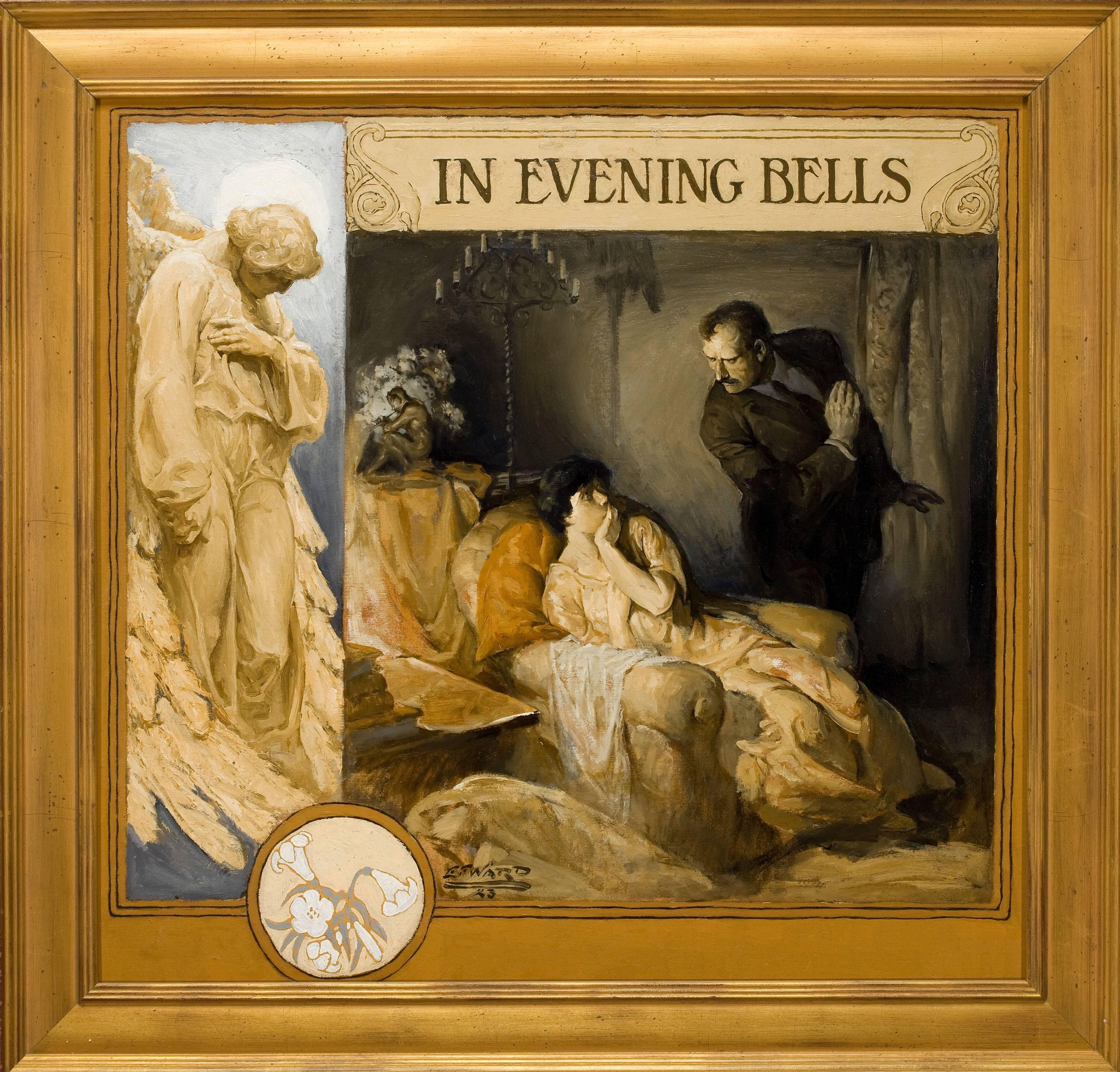 In Evening Bells, Back Book Cover - Brown Figurative Painting by Edmund Ward
