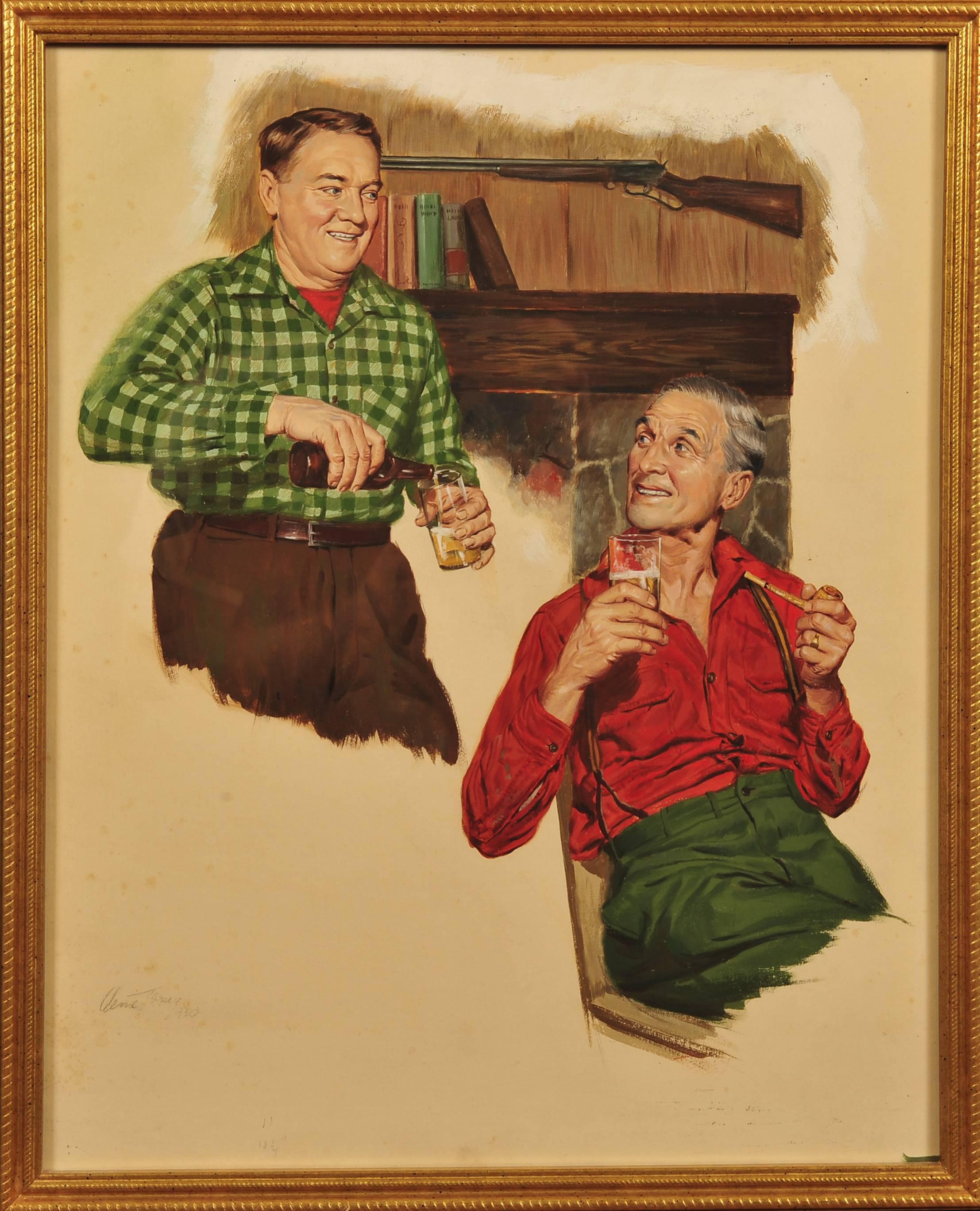 Beer Advertisement, 1950 - Painting by Verne Tossey