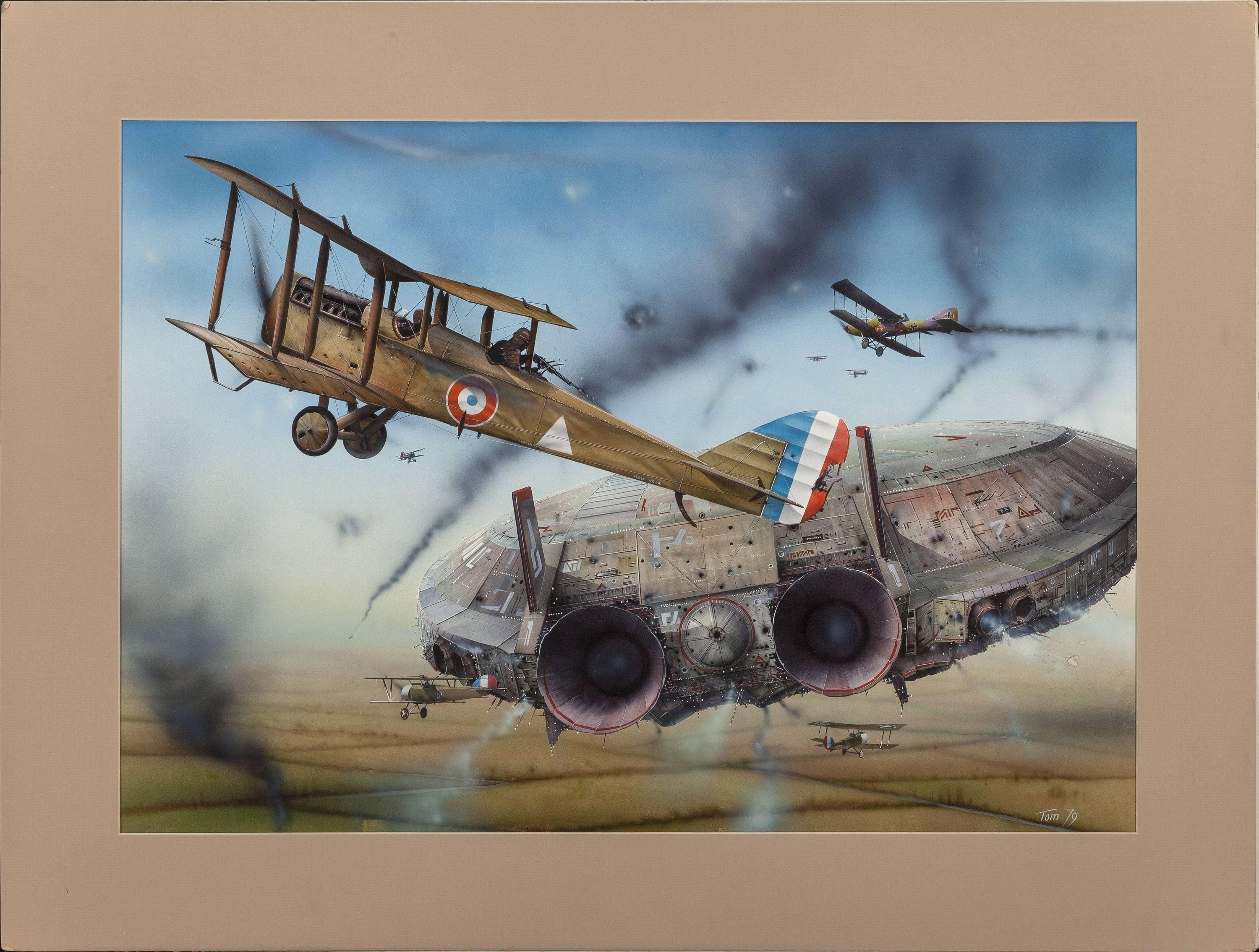 U.F.O. Dog Fight - Painting by Tom Stimson