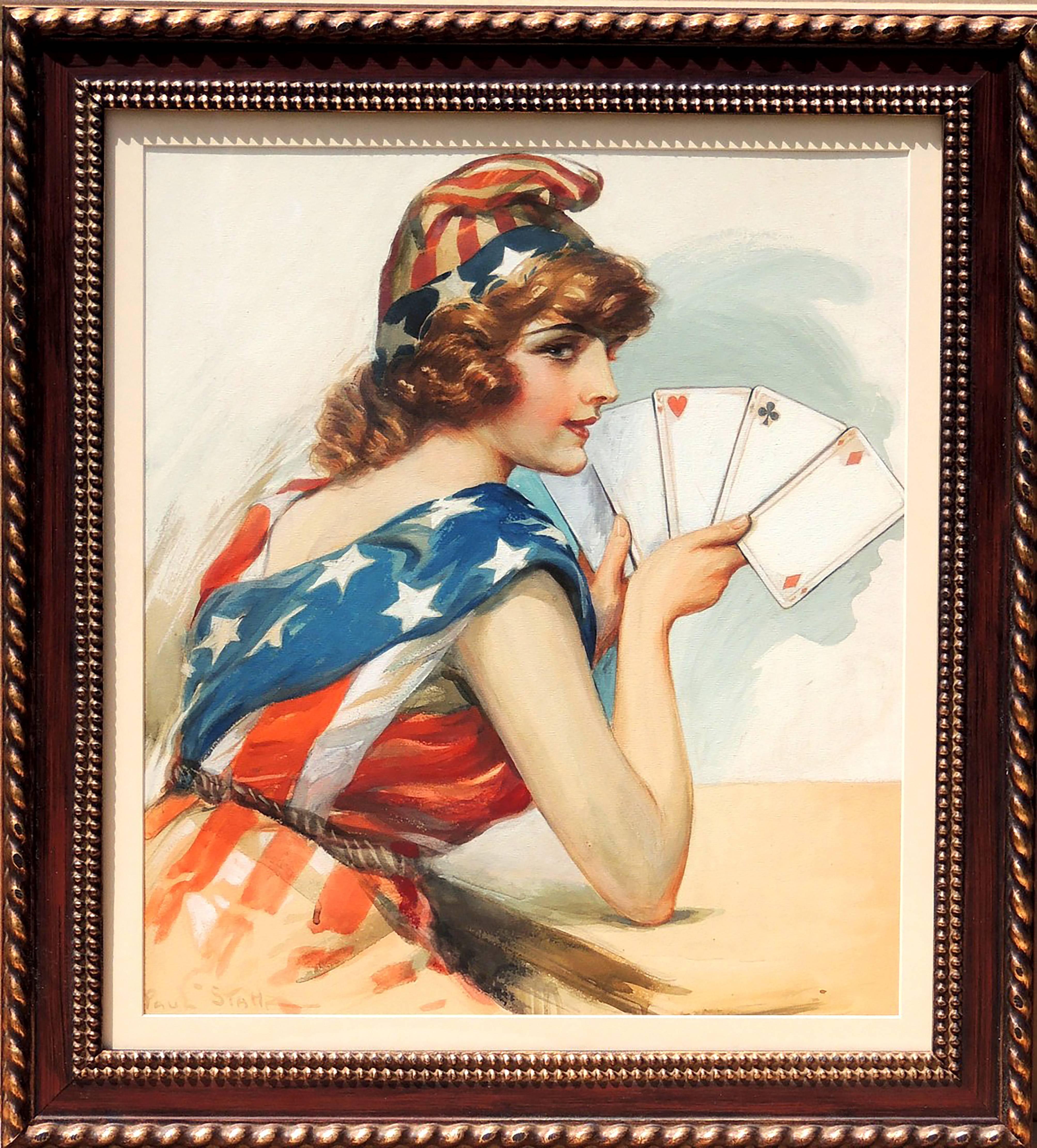 Lady Liberty Playing Cards - Painting by Paul C. Stahr