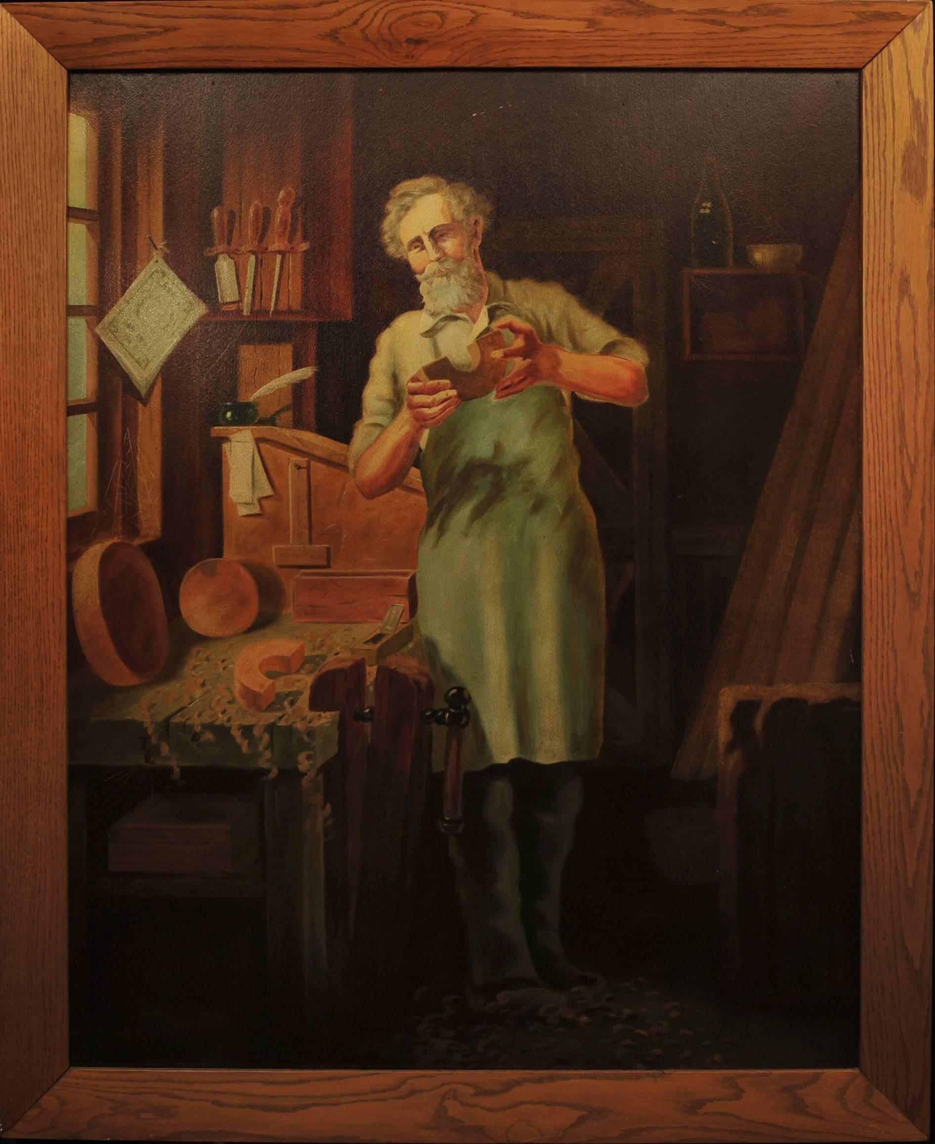Portrait d'un ébéniste - Painting de Unknown
