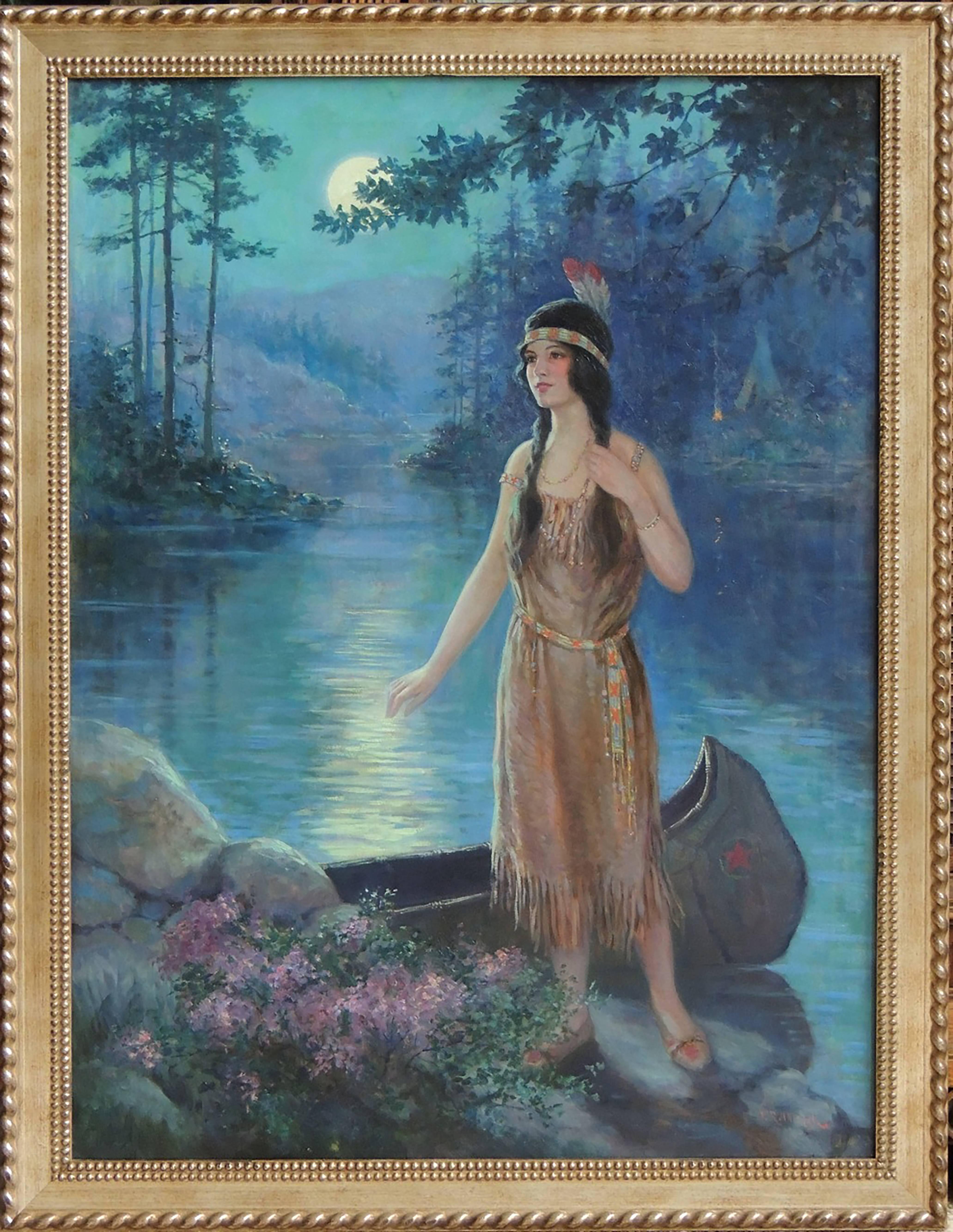 Indian Maiden - Painting by F.R. Harper