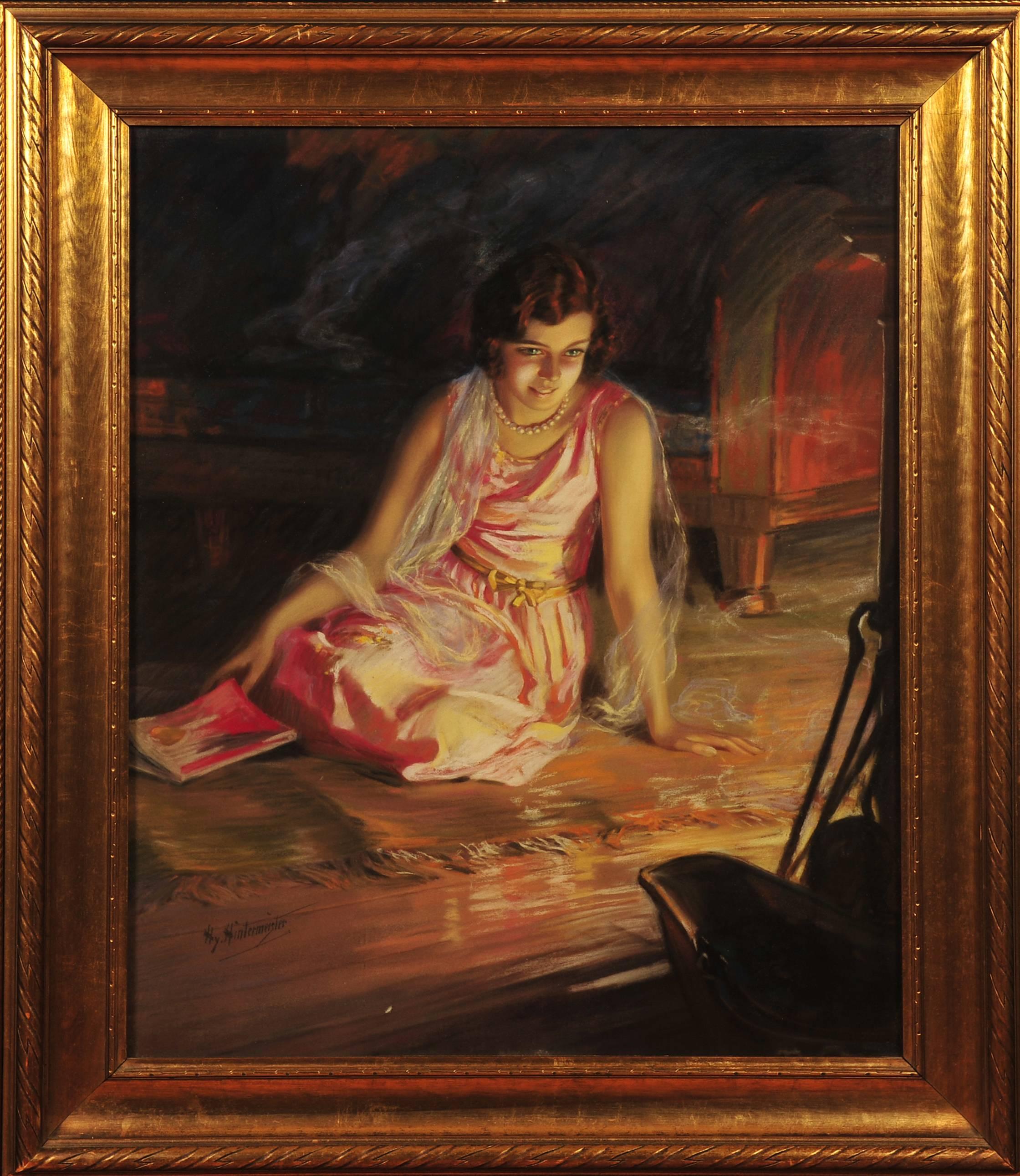 Leggere accanto al fuoco - Art di Henry Hintermeister