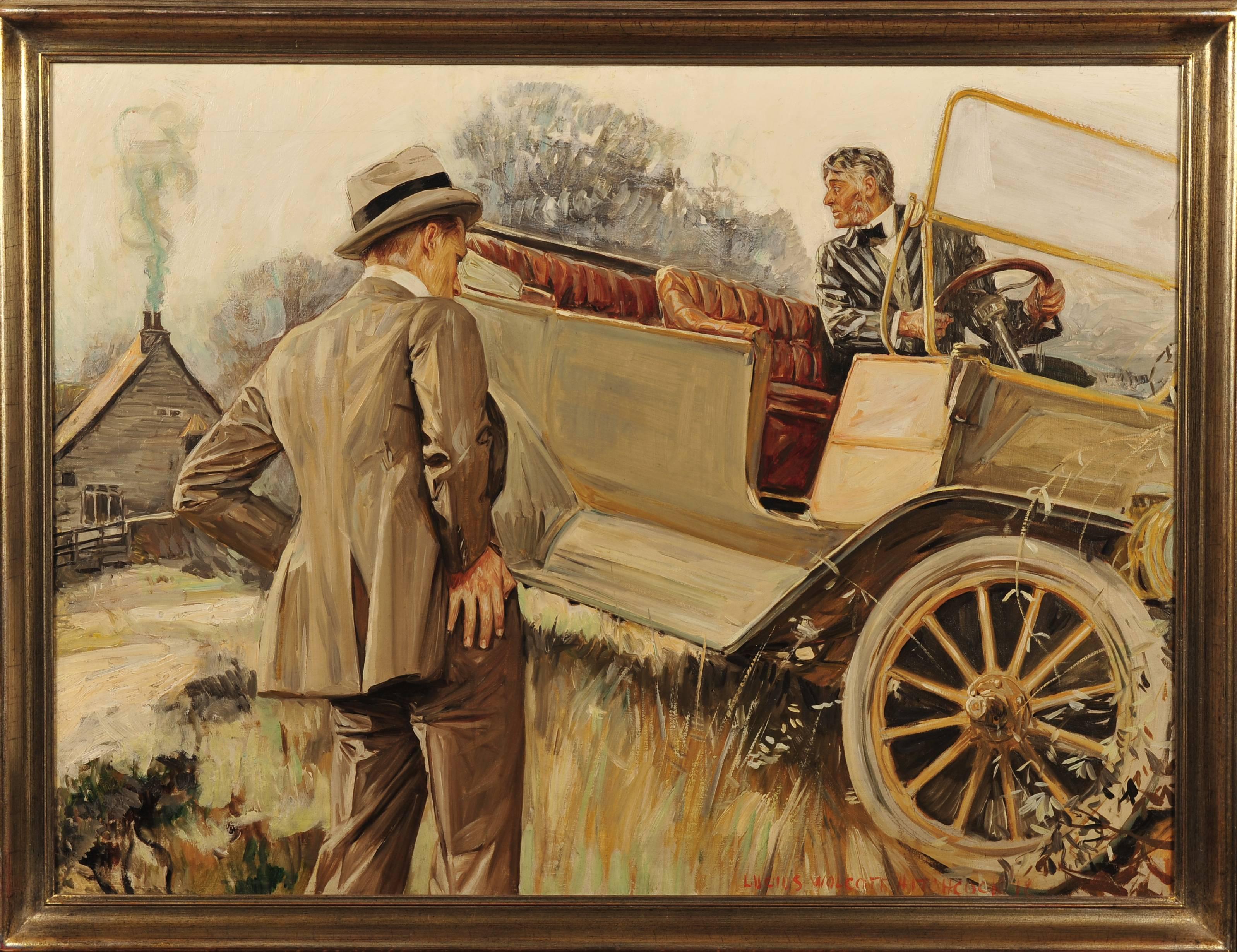 Touring Car in Reverse - Painting by Lucius Wolcott Hitchcock